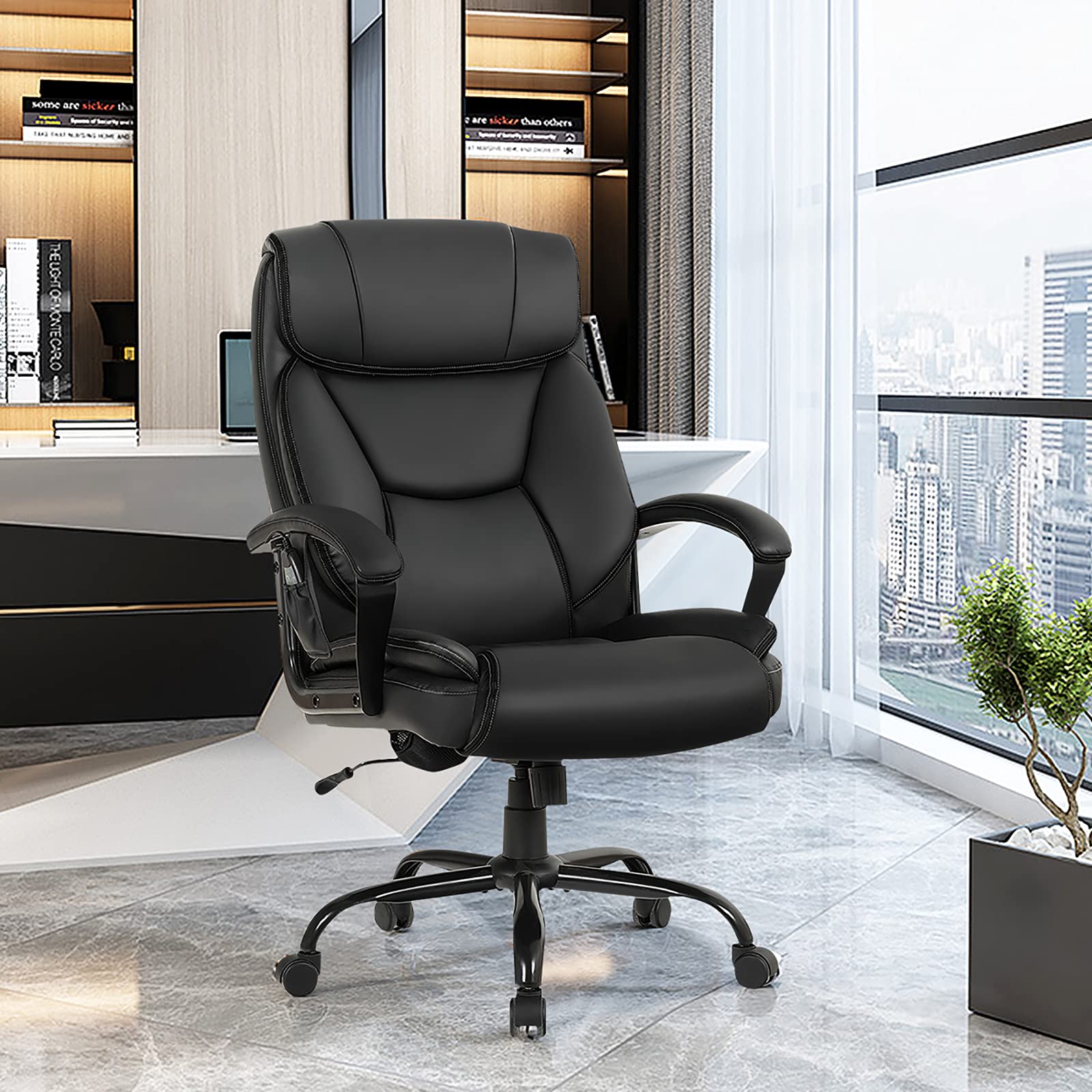 500 lbs Big and Tall Office Chair, Massage Executive Chair w/ 6 Vibrating Points