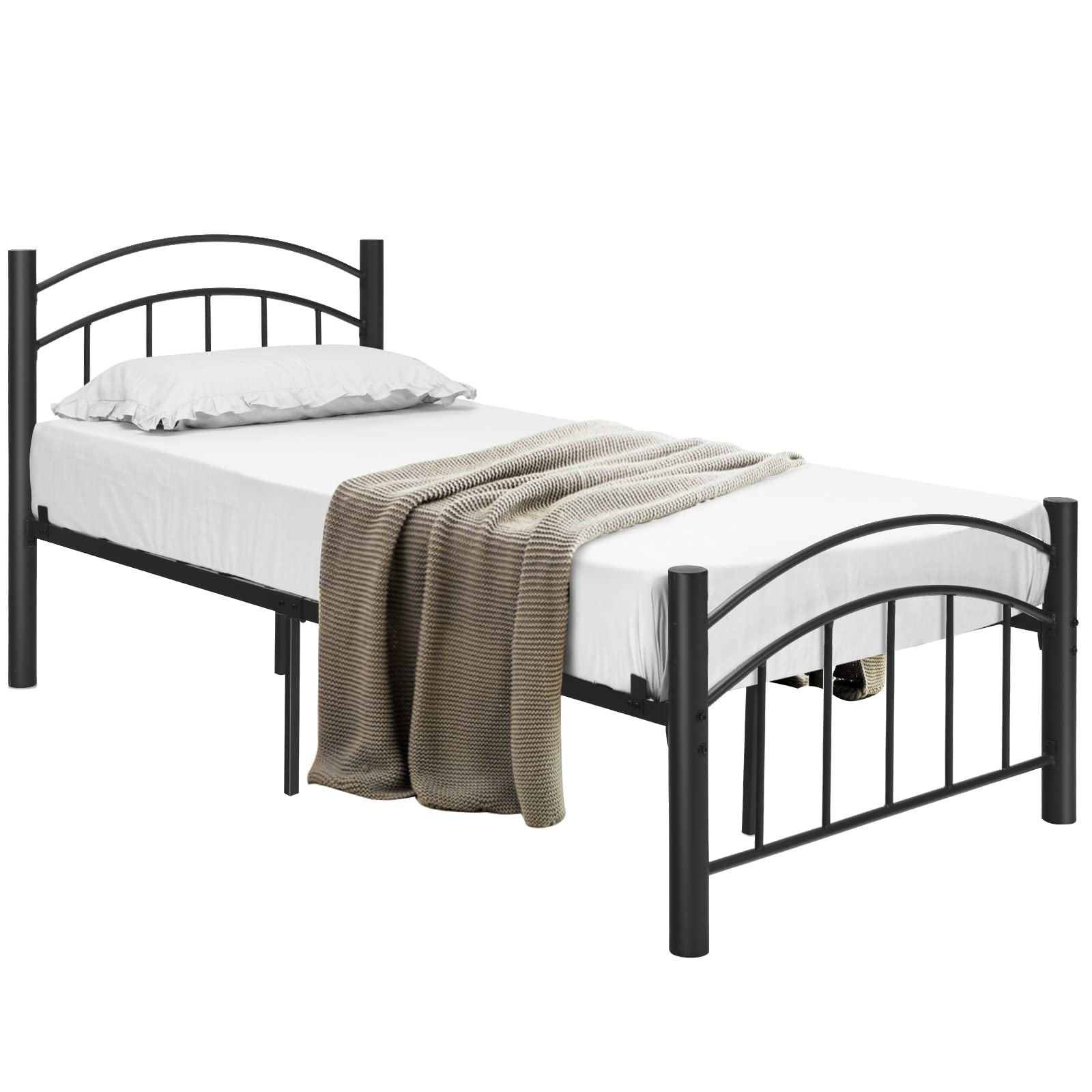 Metal Bed Frame with Headboard and Footboard