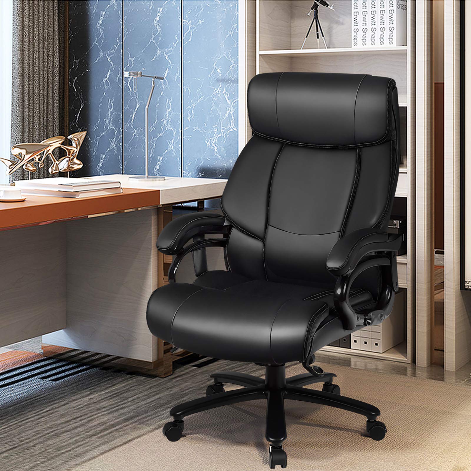 Big and Tall 500lbs Massage Office Chair, Heavy Duty Executive Office Chair with 6 Massage Points