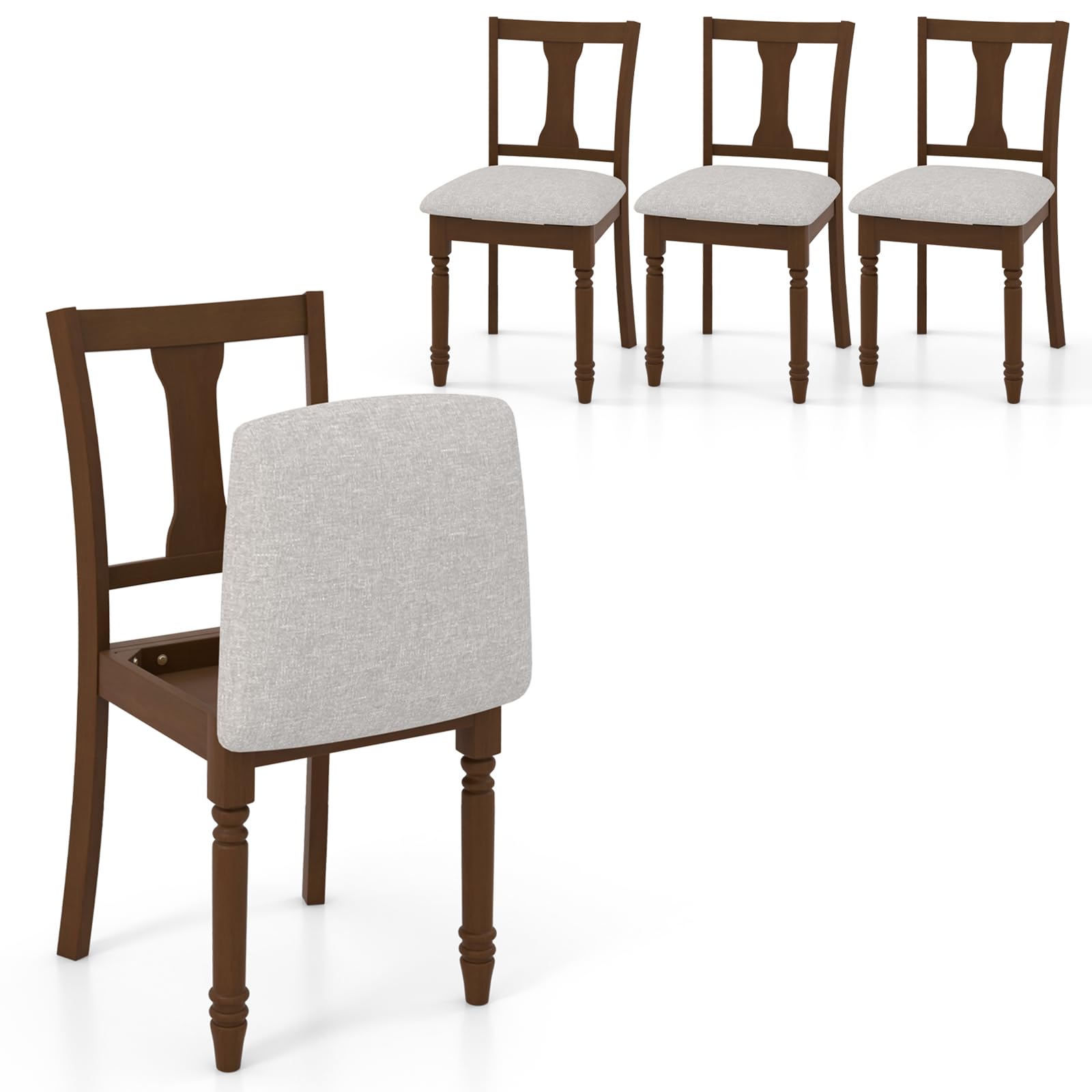 Wood Dining Chairs Set of 2/4 with Flip-up Storage Seat