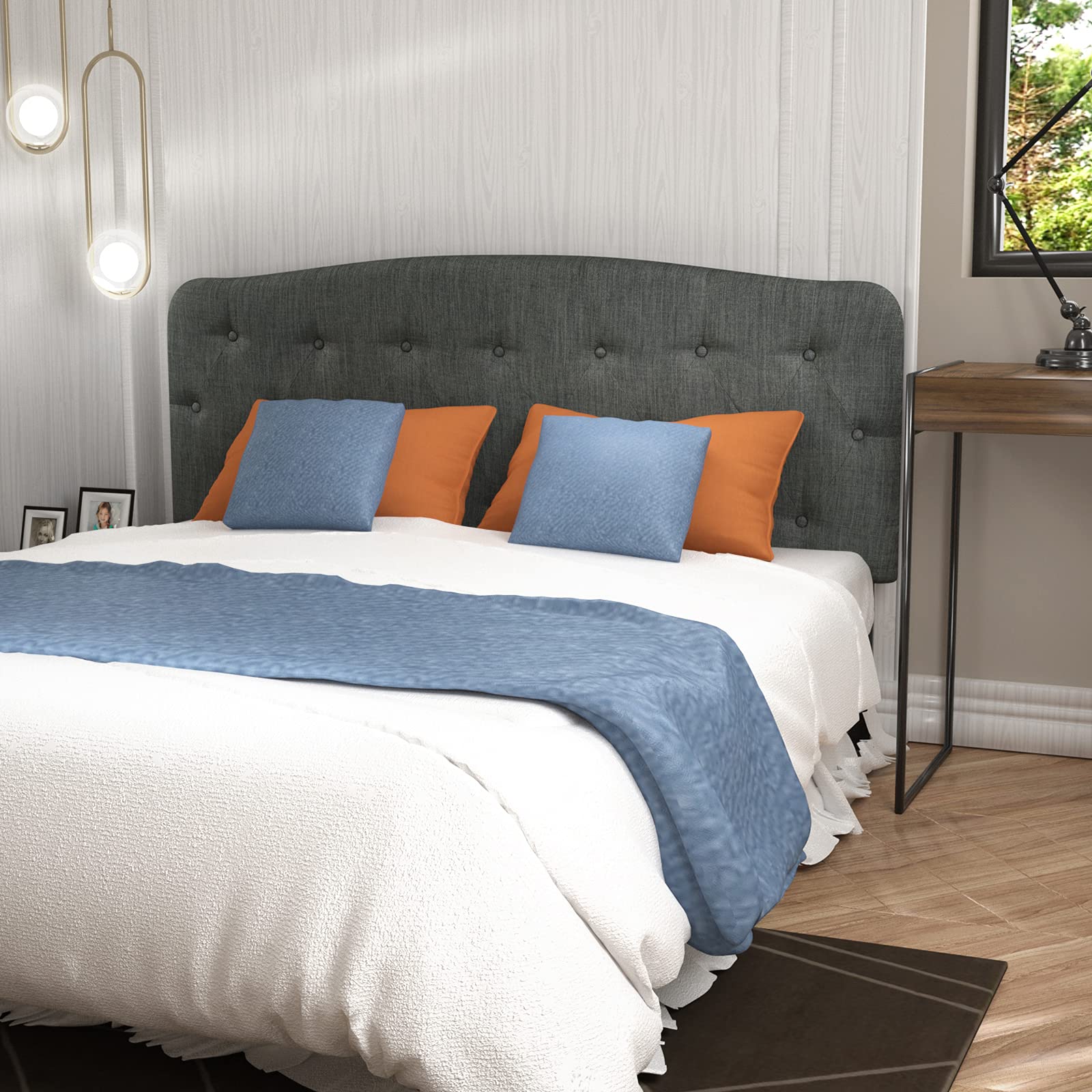 Upholstered Headboard, Adjustable Height from 38" to 53" Platform, Full Size