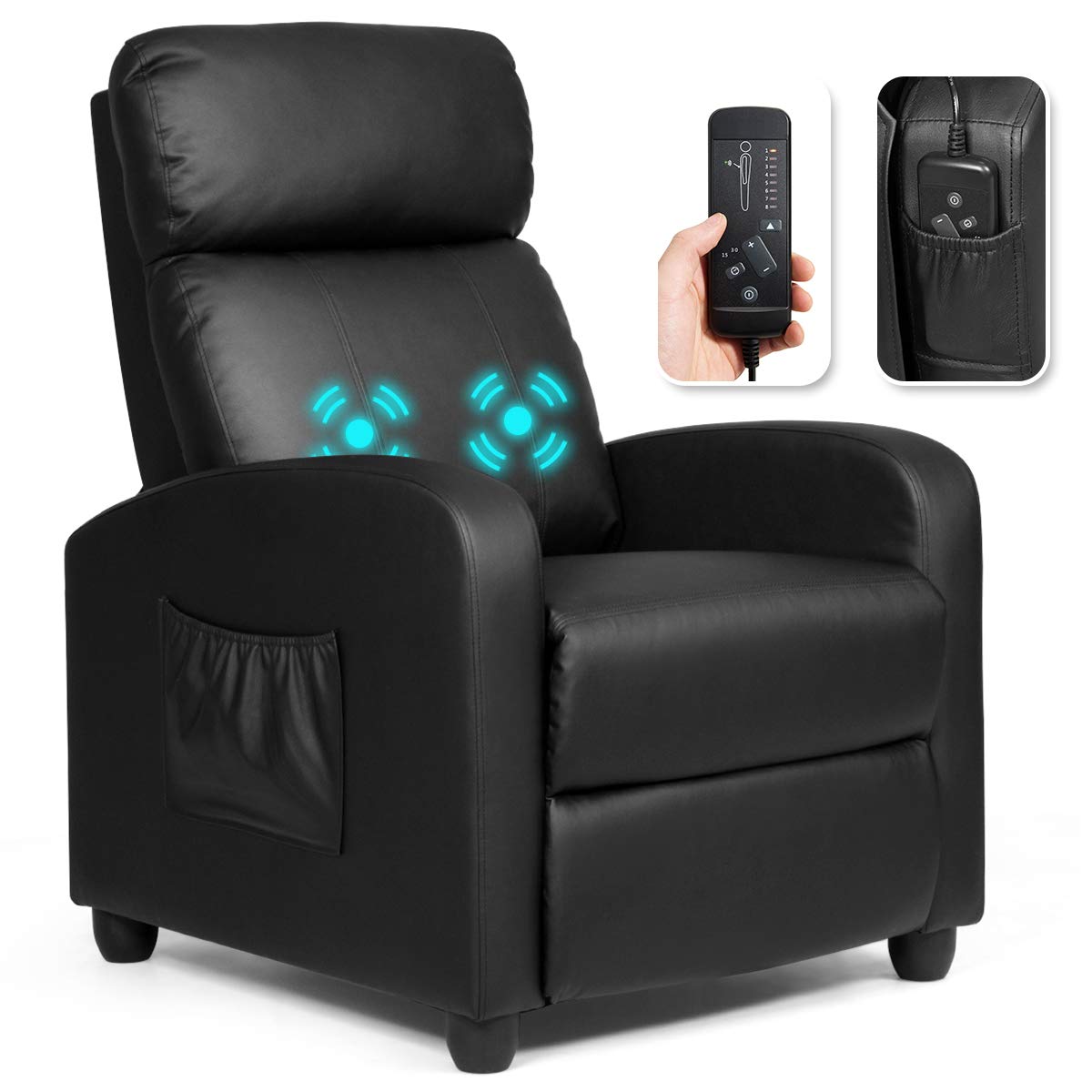 Recliner Chair for Living Room, Recliner Sofa Wingback Chair w/Massage Function