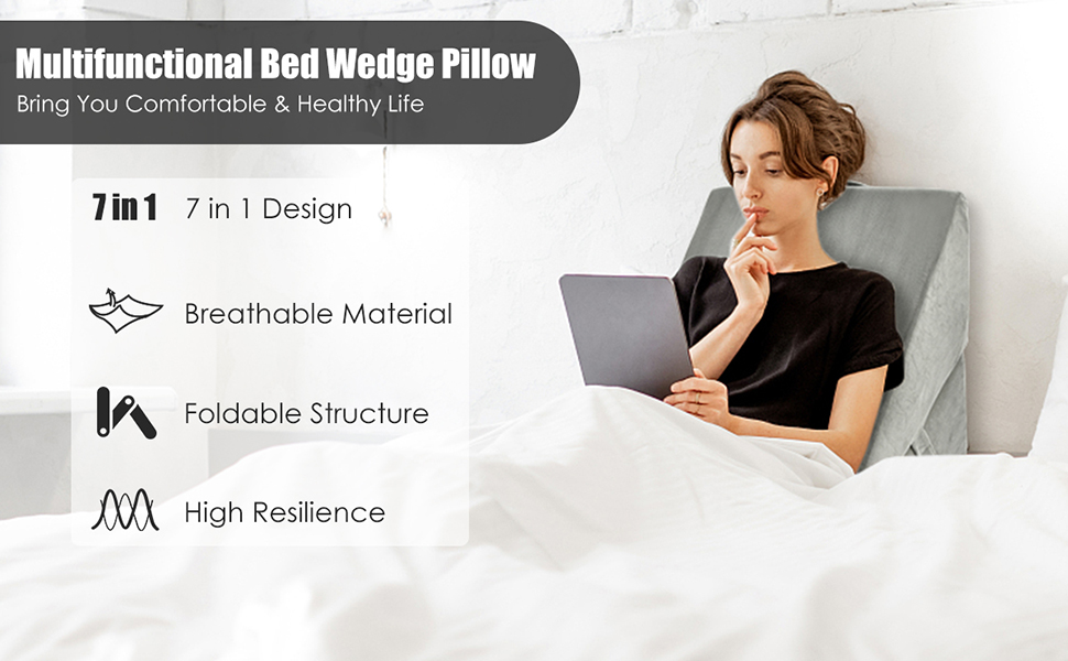 versatile comfortable bed wedge pillow for headboard