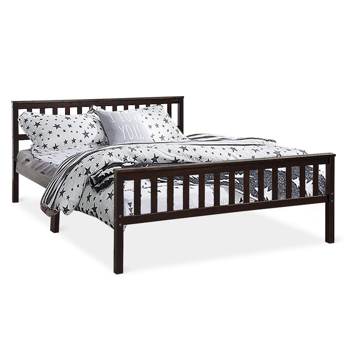 Deluxe Solid Wood Platform Bed Frame with Headboard & Footboard