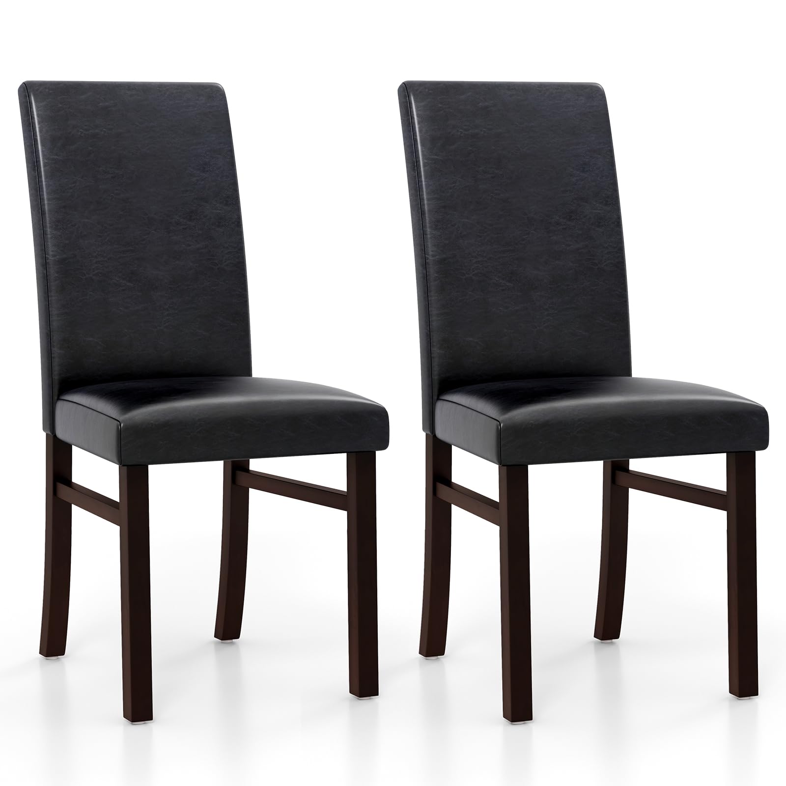 PU Leather Dining Chairs Set of 2/4, Armless High Back Dining Side Chairs with Cushion Seat