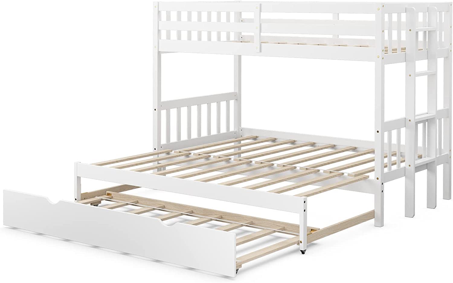 Twin Over Full Bunk Bed with Trundle,  Extendable Twin/Full/Queen/King Bunk Bed