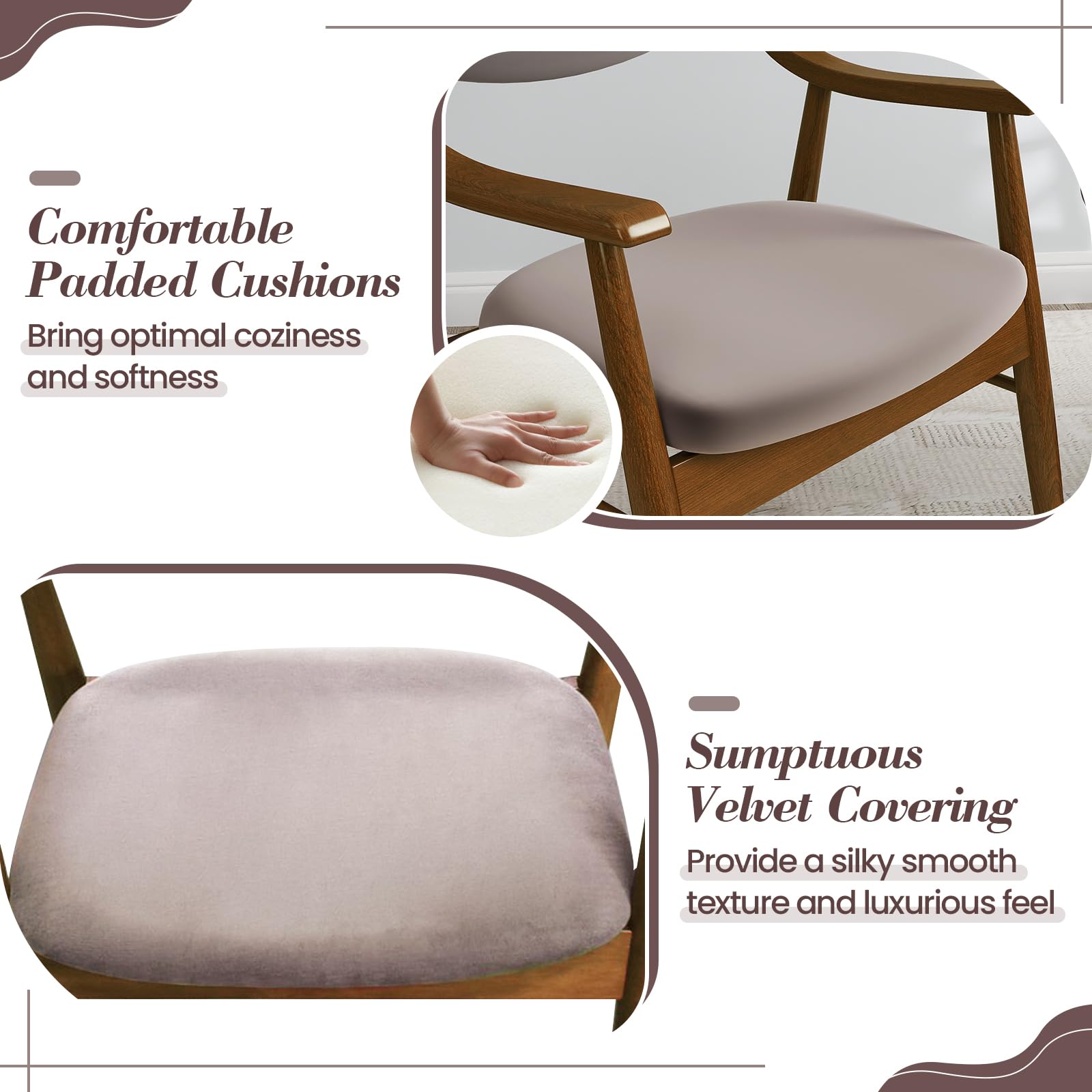 Wooden Dining Chairs Set of 2/4, PU Leather Upholstered Kitchen Chairs w/Padded Seat & Back, Rubber Wood Frame