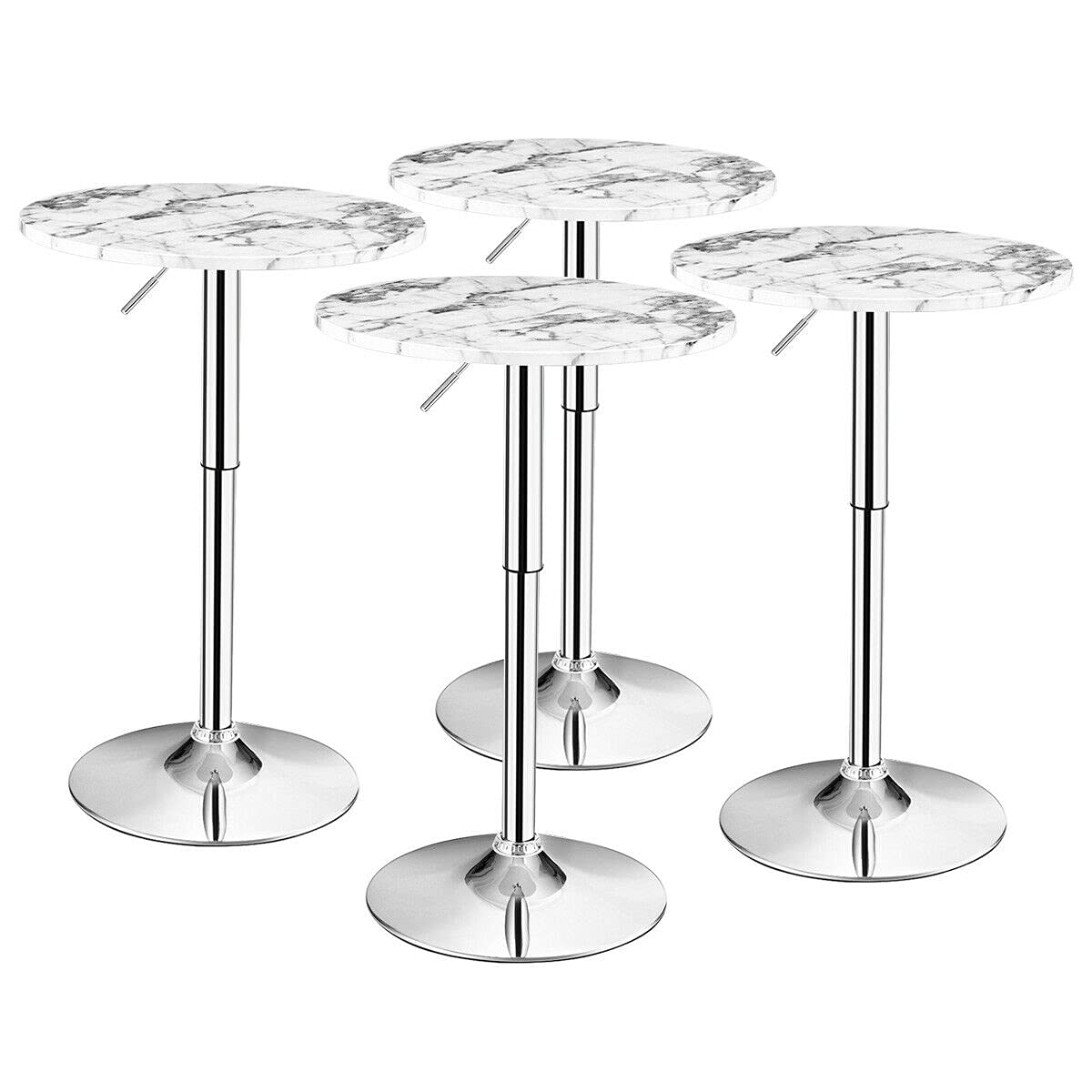 Round Pub Table Height Adjustable, 360&deg; Swivel Cocktail Pub Table with Sliver Leg and Base