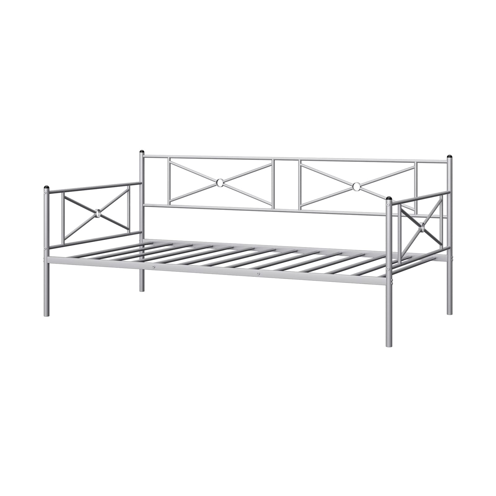 Twin Size Metal Daybed, Multifunctional Sofa Guest Bed with Headboard