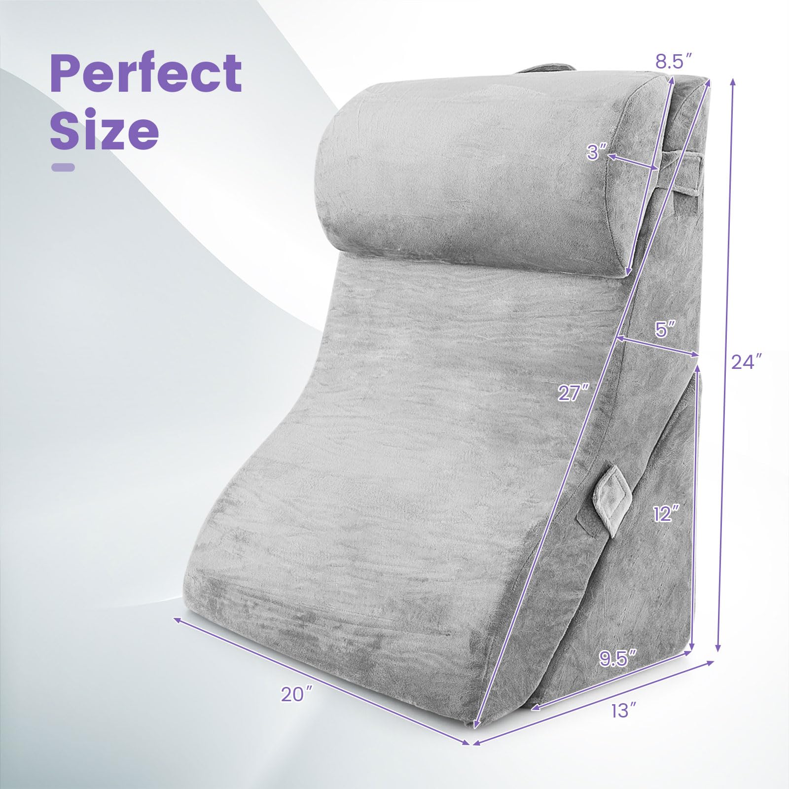 3PCS Orthopedic Bed Wedge Pillow Set, Adjustable Support Pillows for Back, Neck and Leg