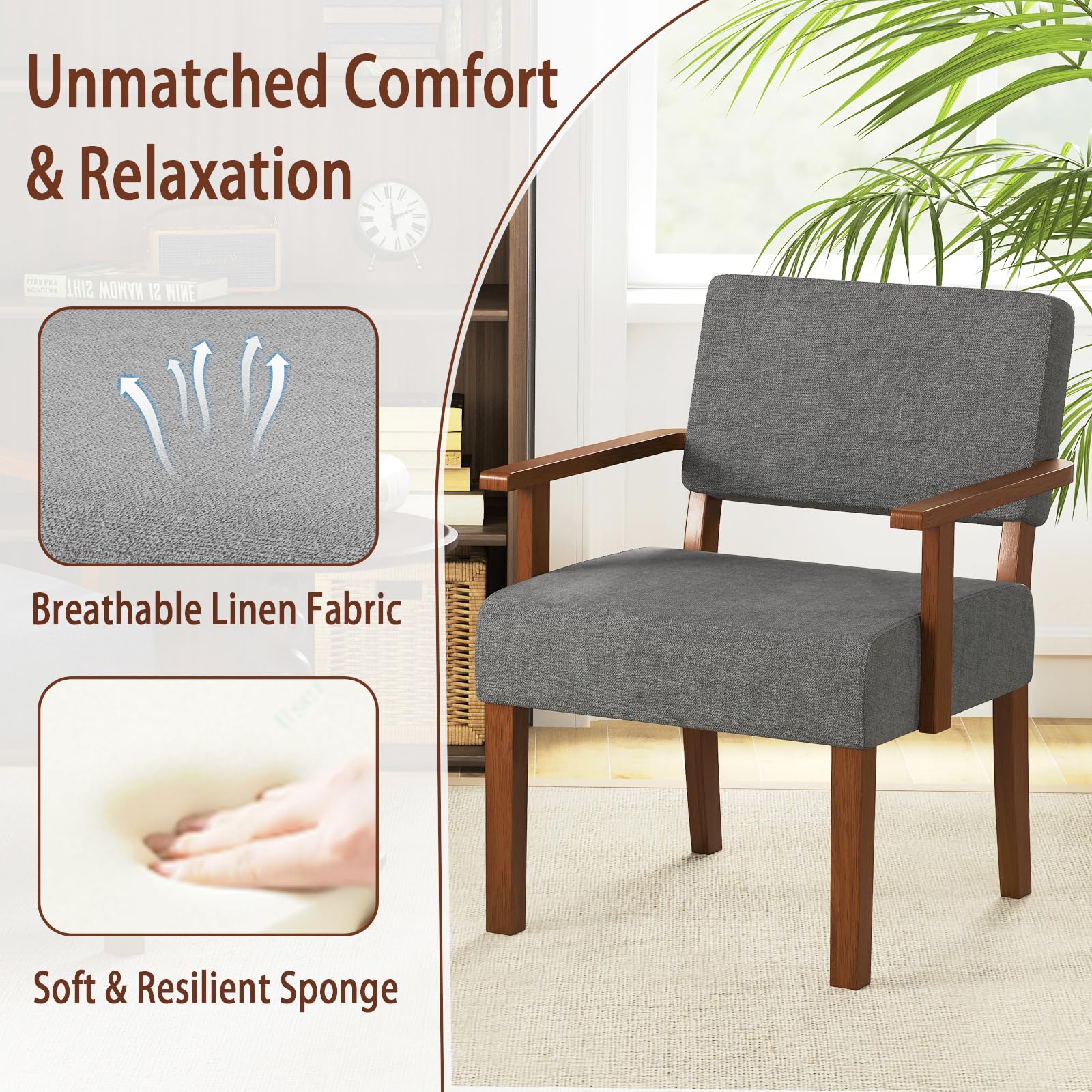 Upholstered Accent Chairs Set of 1/2