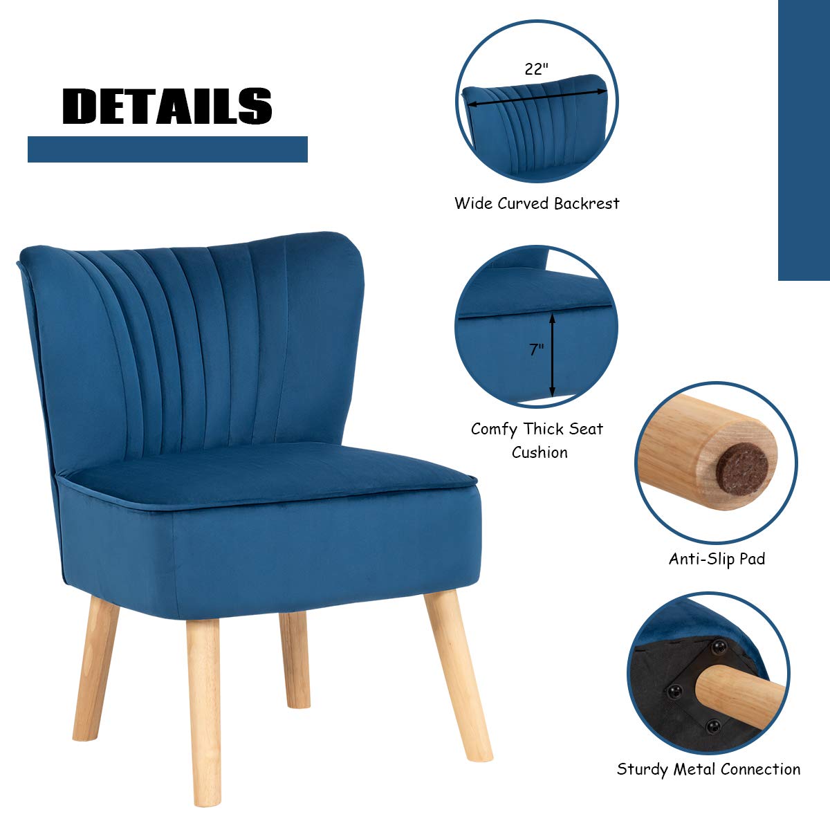 Velvet Accent Chair with Ottoman