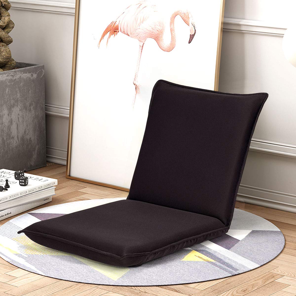 Adjustable Mesh Floor Sofa Chair, 6-Position Multi-Angle Padded Floor Chair for Gaming Reading Meditation