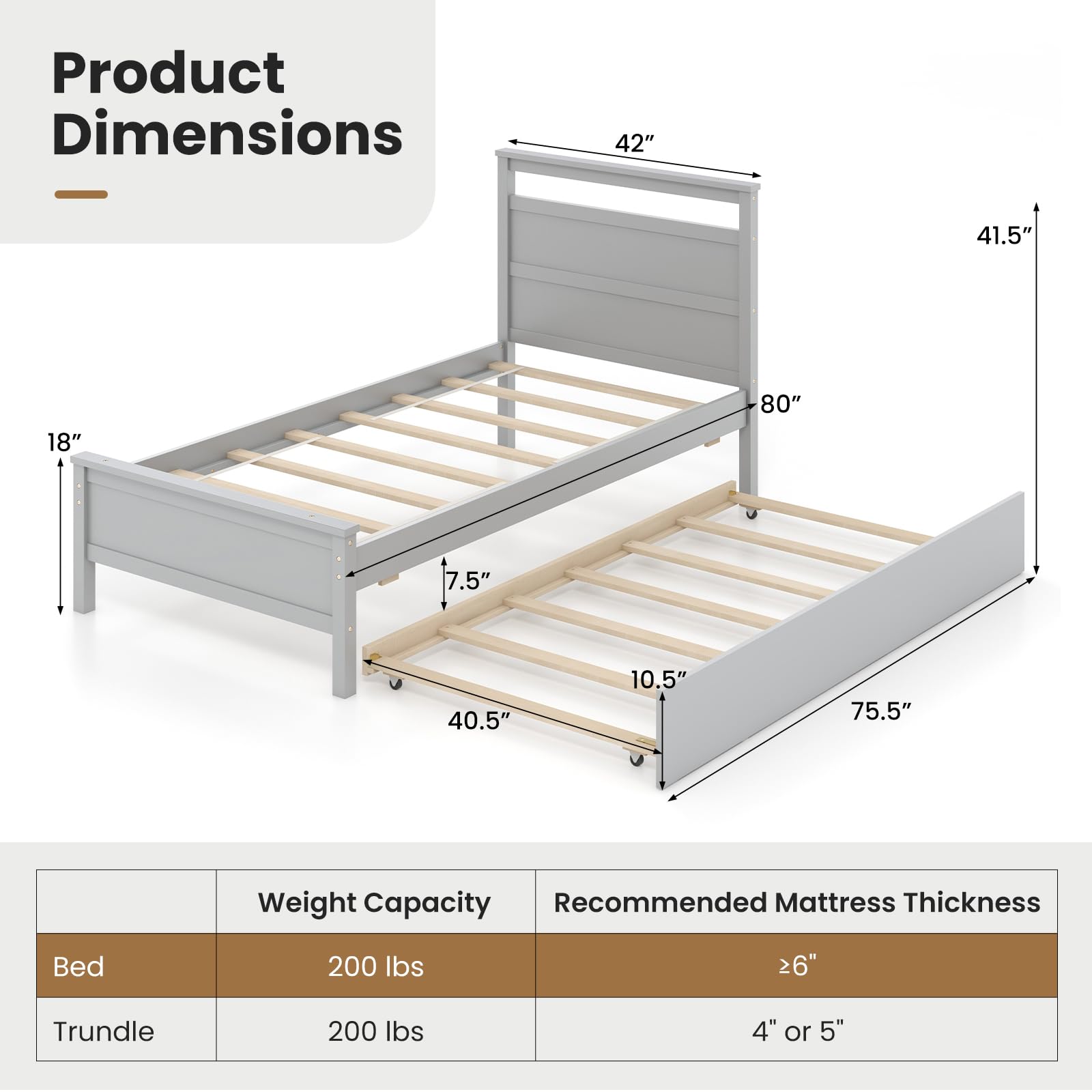Twin Bed Frame with Trundle