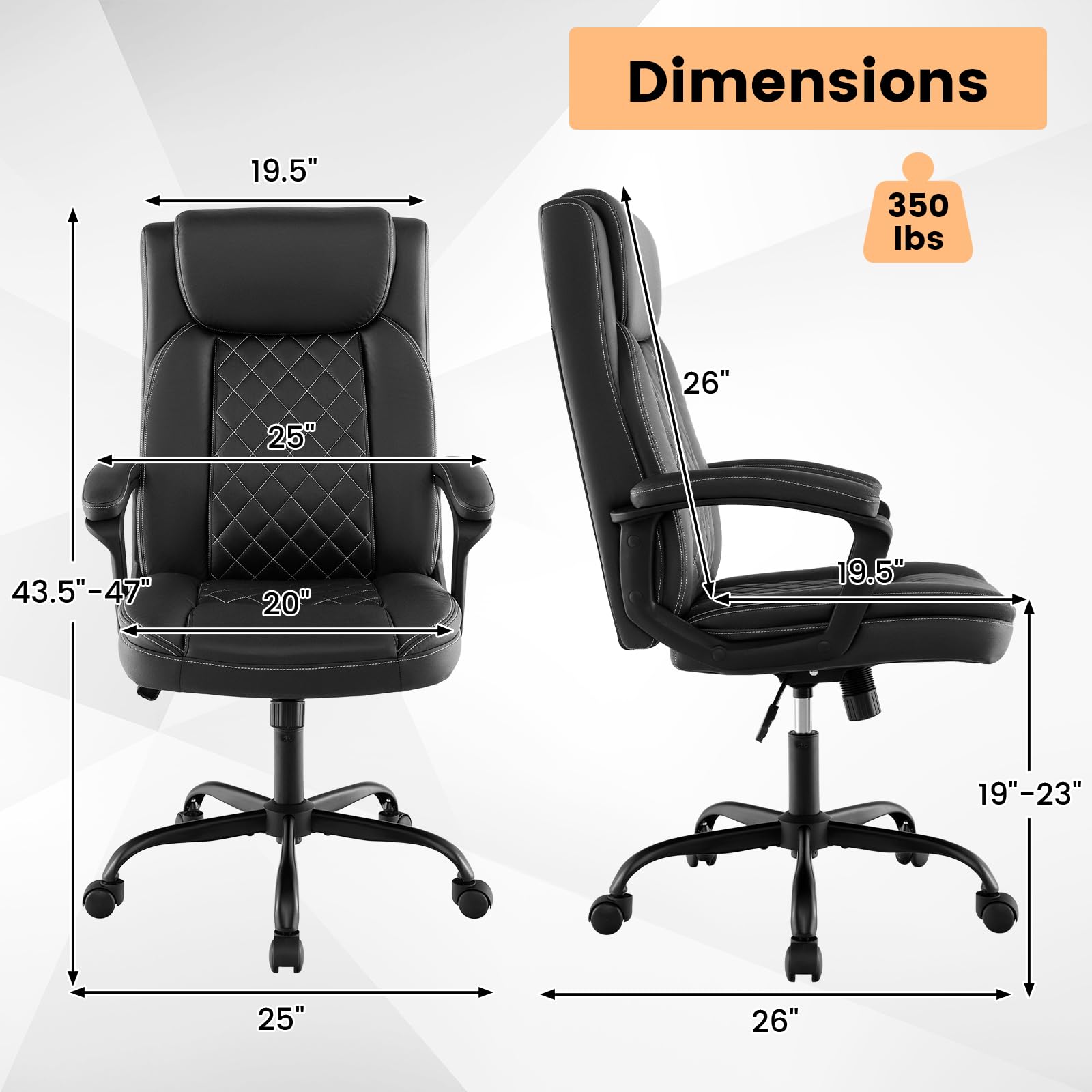 Executive Office Chair, Leather Like Desk Chair with Thick Headrest Cushion & Padded Armrests