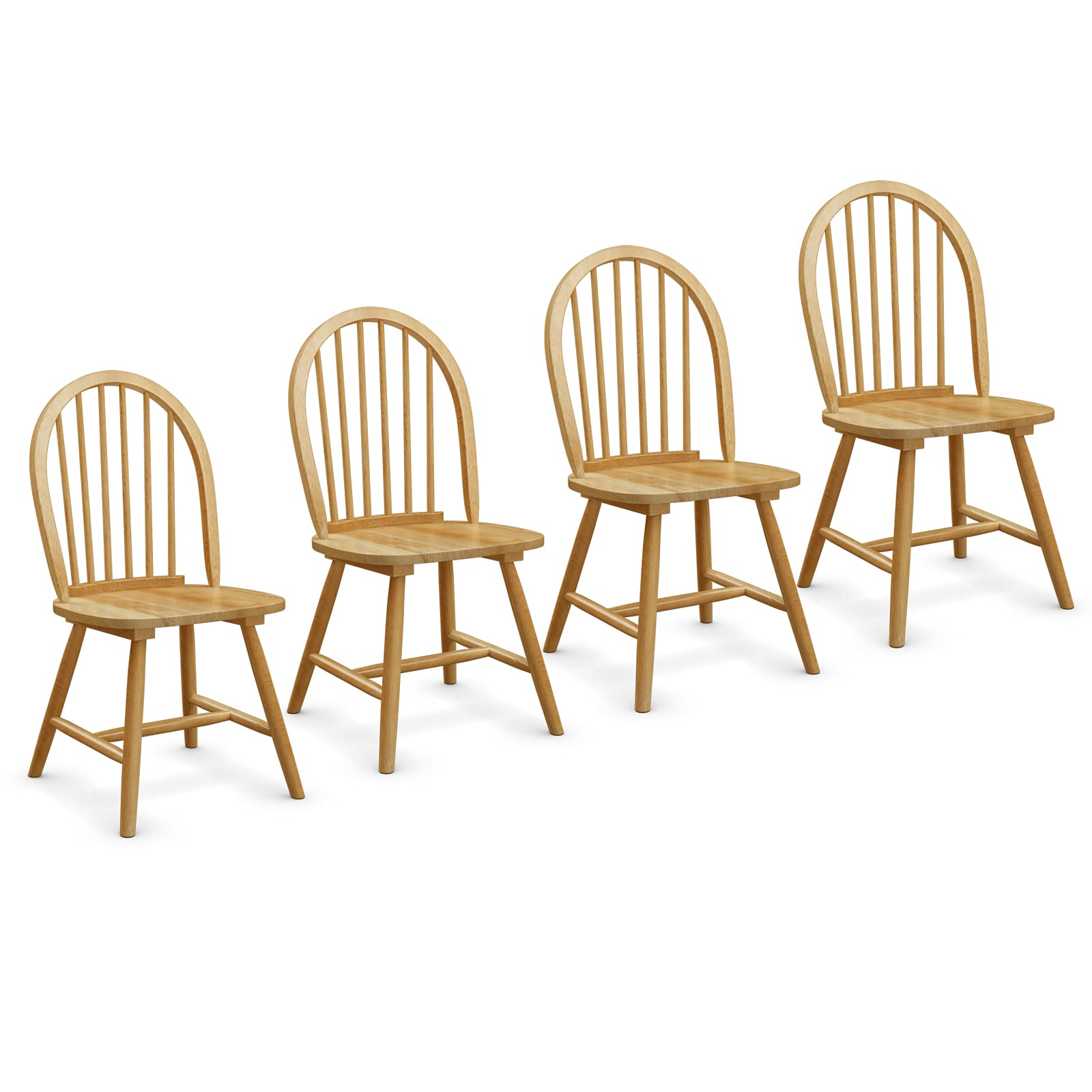 Set of 2/4 Wood Dining Chairs, French Country Armless Spindle Back Dining Chairs