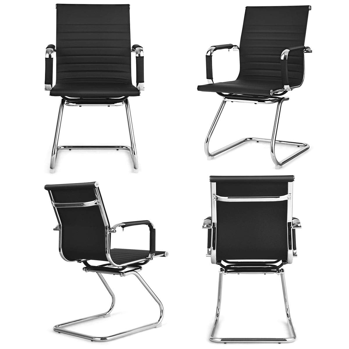 Office Reception Chairs- Guest Chairs, Conference Chair with Arm, Anti-Slip Foot Pads