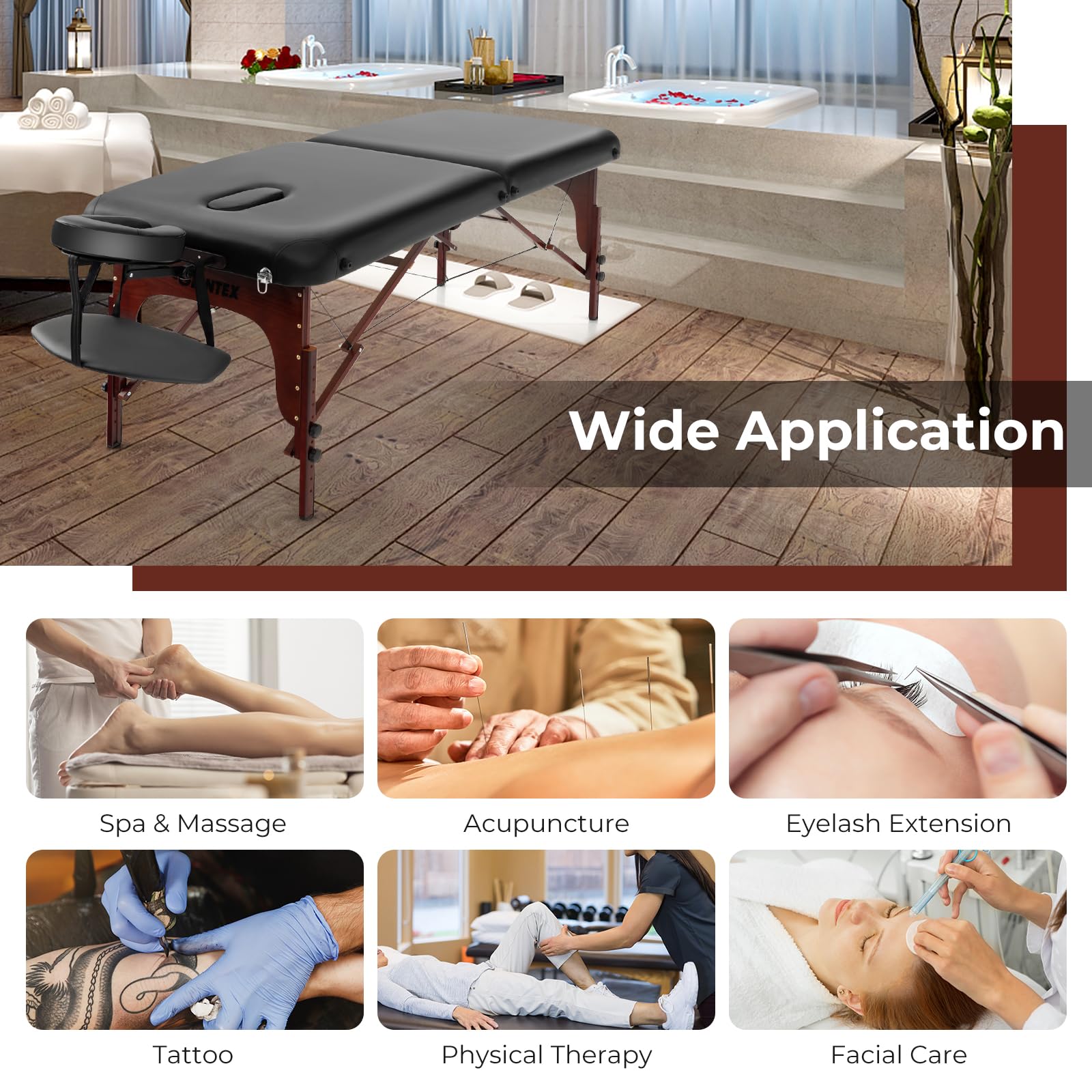 Portable Massage Table 84 Inch, Folding Lash Bed with Premium Foam & Beech Wood Leg