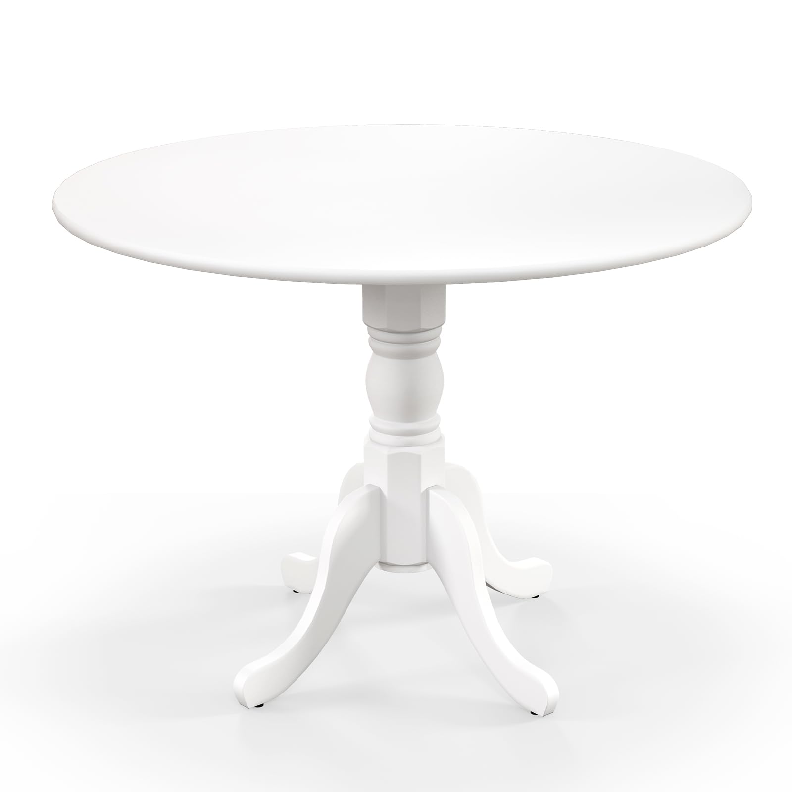 Wood Round Dining Table for 4 People with Round Tabletop & Curved Trestle Legs
