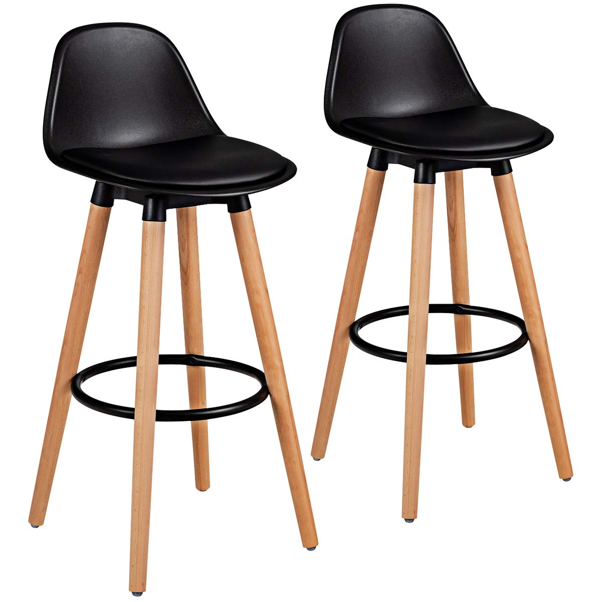 Bar Stools Set of 2/4, Modern Armless Kitchen Stool with Soft PU Leather Seat