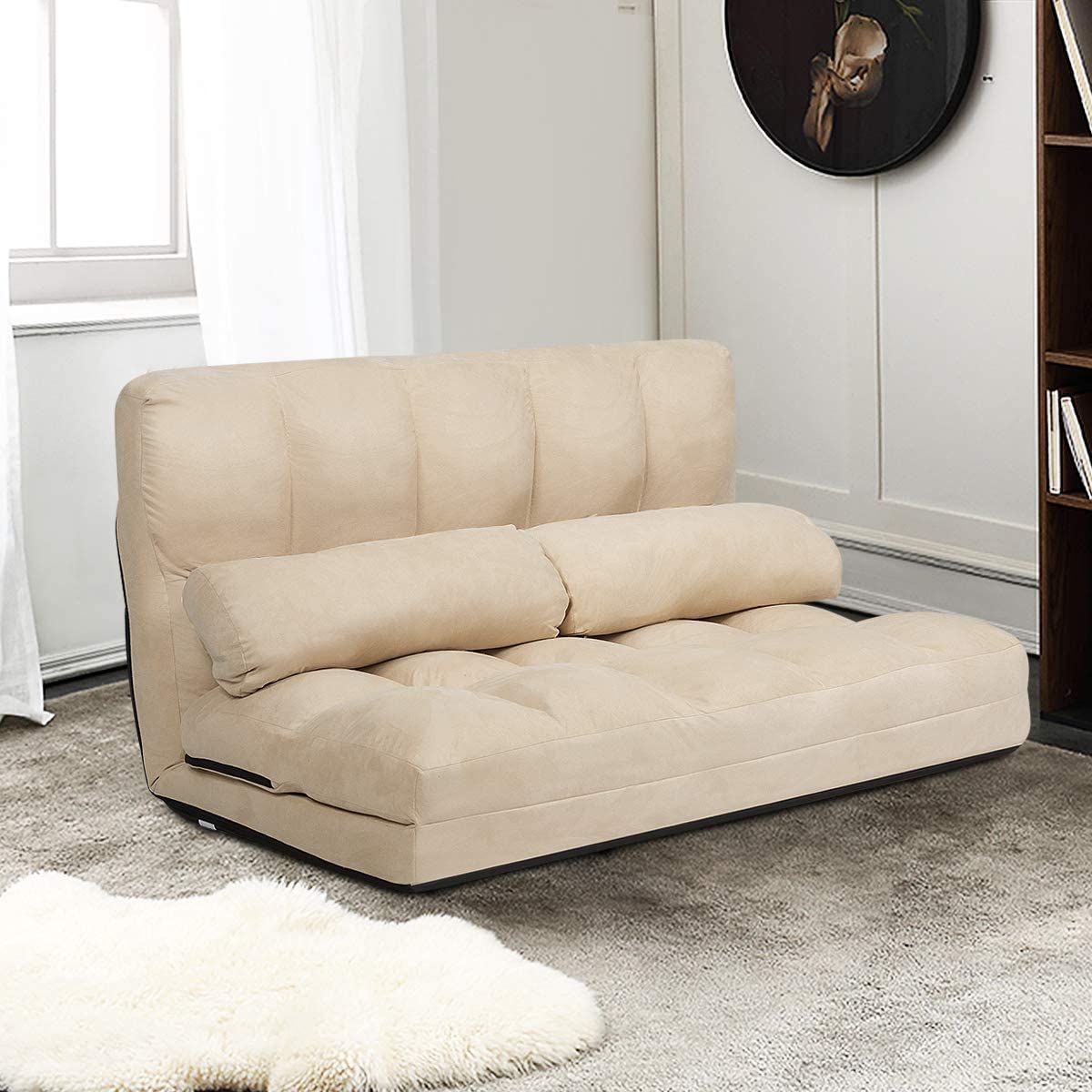 Various Colours Available 6-Position Adjustable Floor Sofa with 2 Pillows