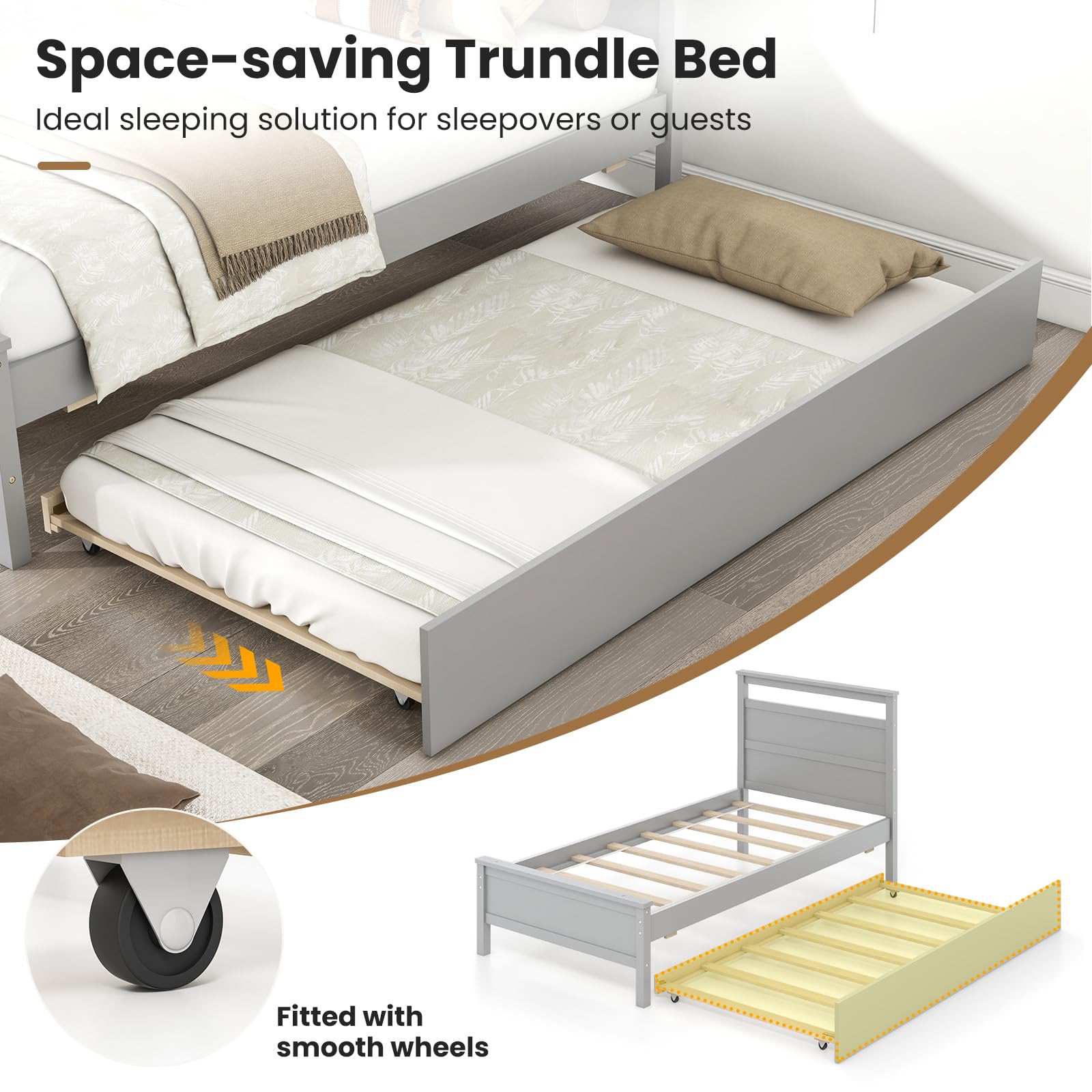Twin Bed Frame with Trundle