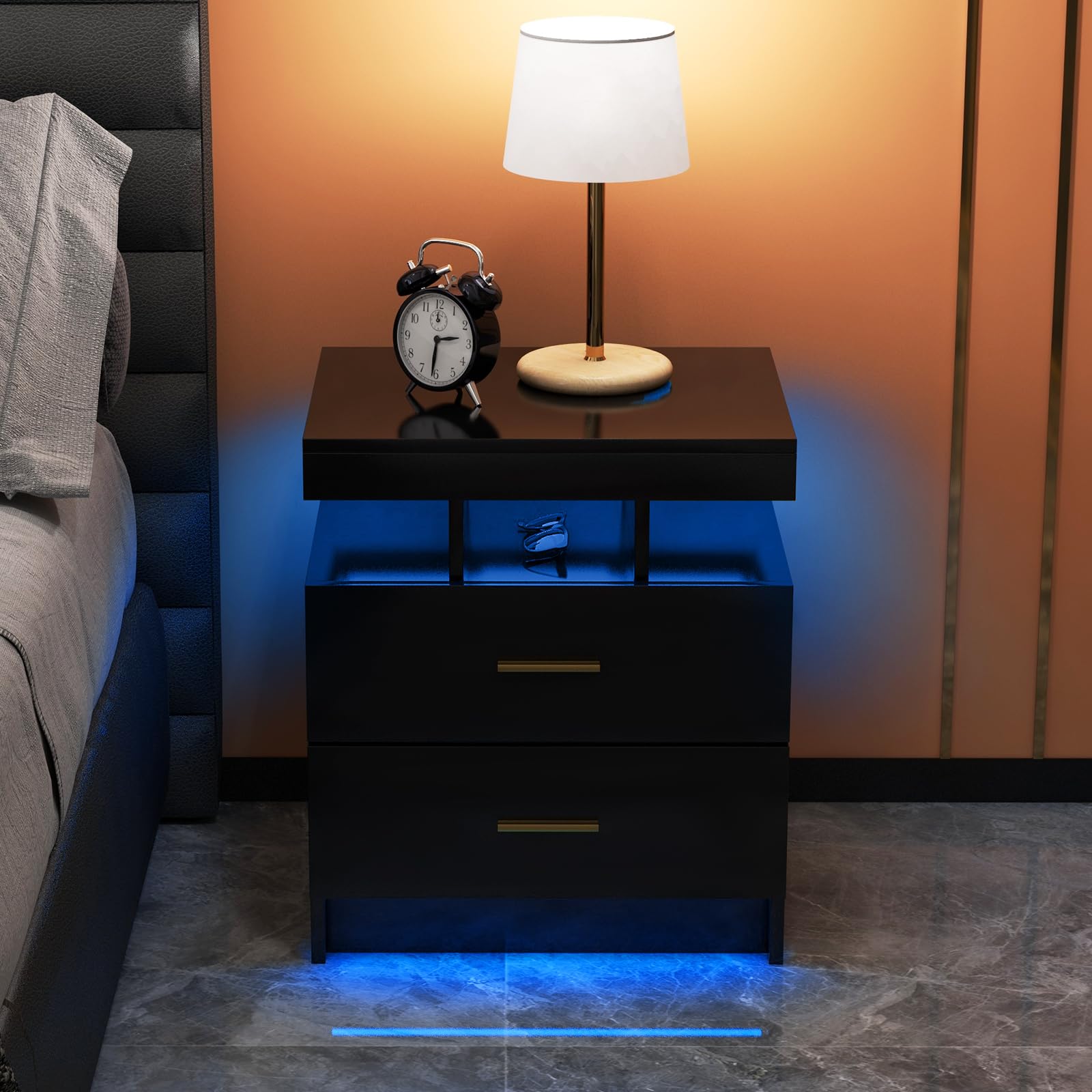 Modern Nightstand with LED Lights（1/2）