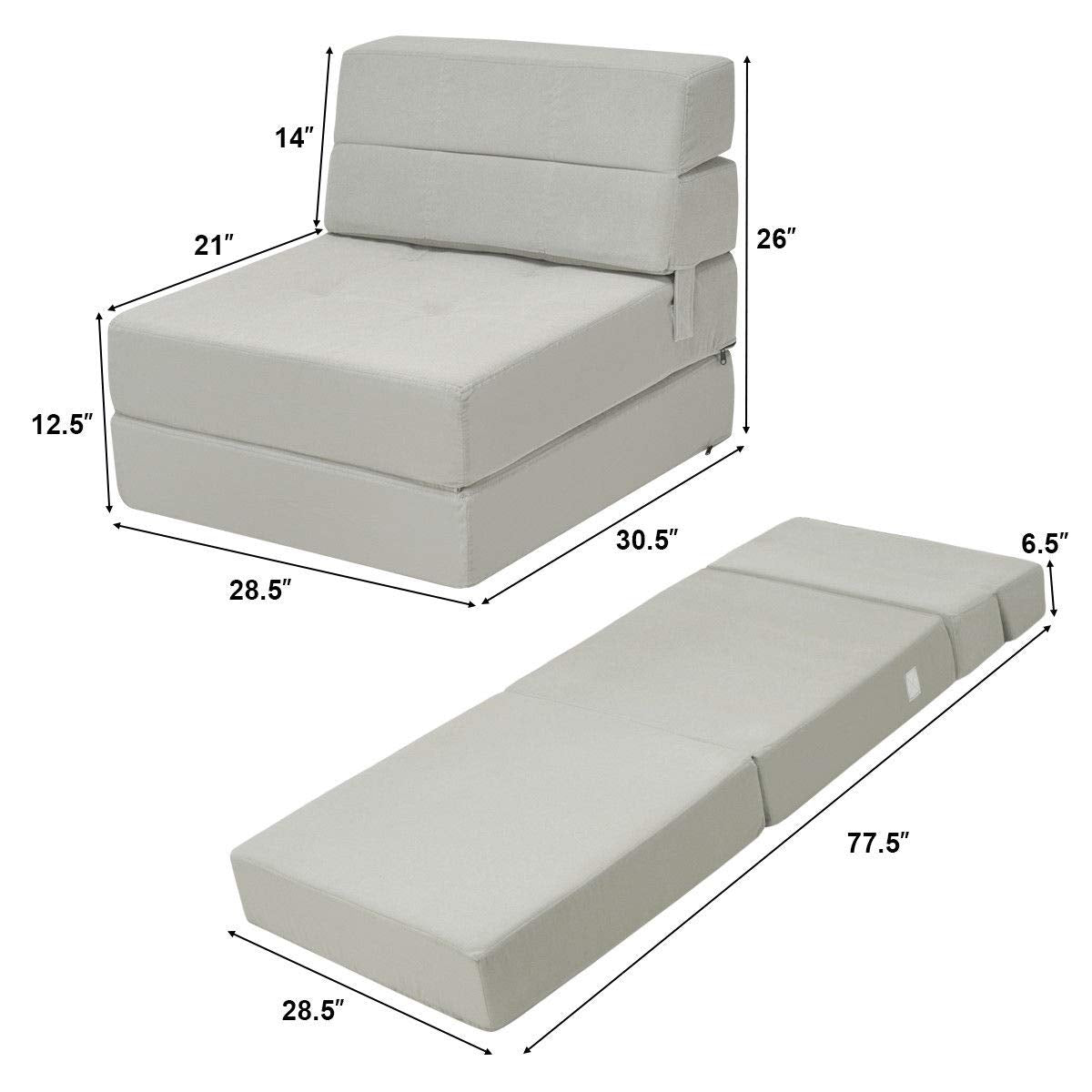 Convertible Sofa Bed, Floor Couch Sleeper, Folding Futon Guest Bed