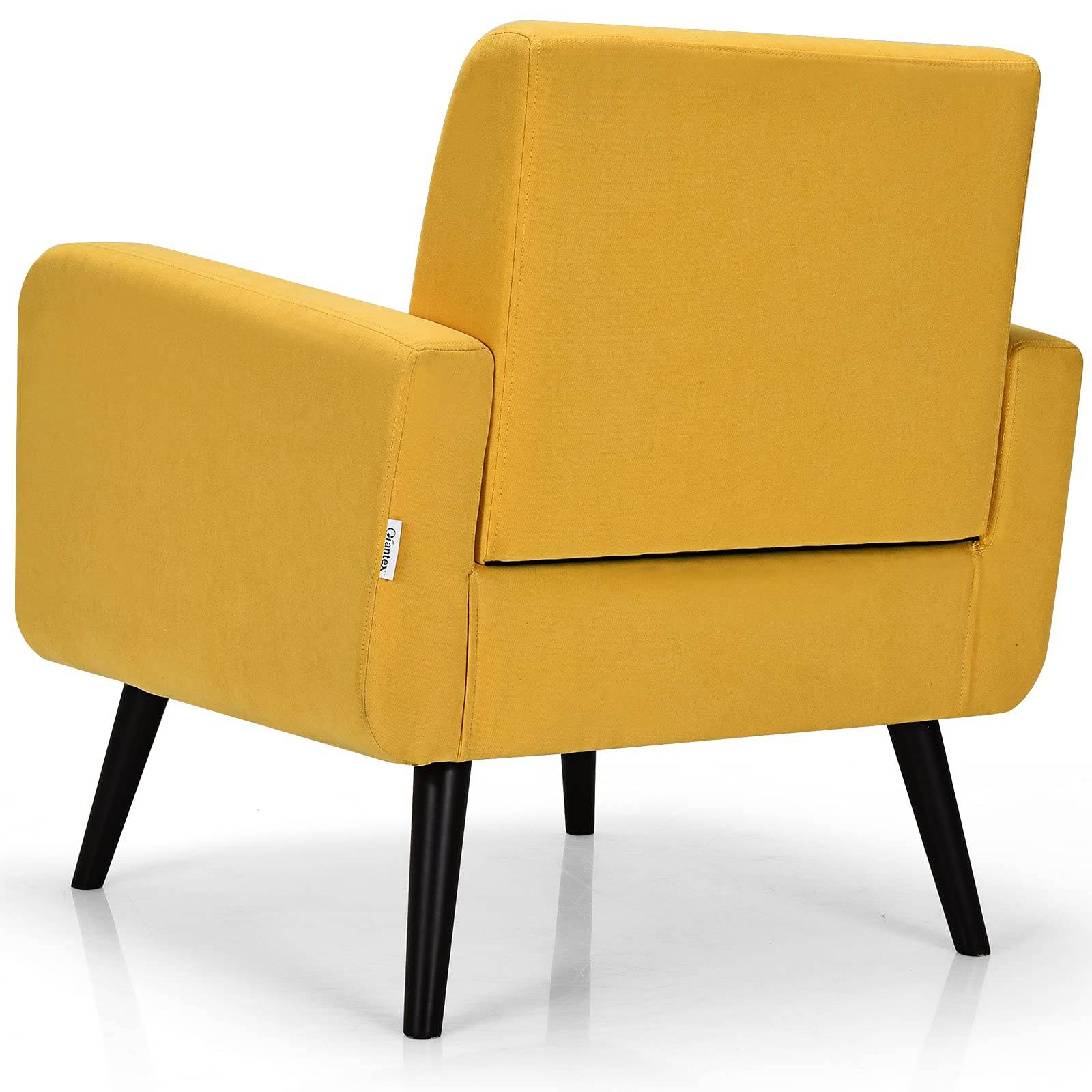 Modern Upholstered Accent Chair w/ Rubber Wood Legs | Linen Fabric Single Sofa