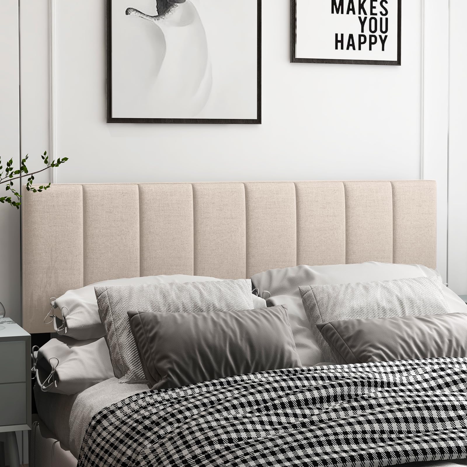 Linen Upholstered Headboard for Full & Queen Size Bed