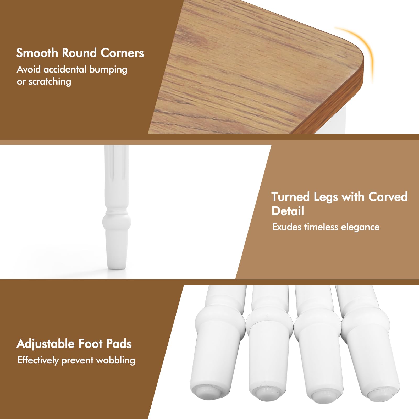 Extendable Dining Table for 4-8 People, Large Folding Kitchen Table with Rubber Wood Legs