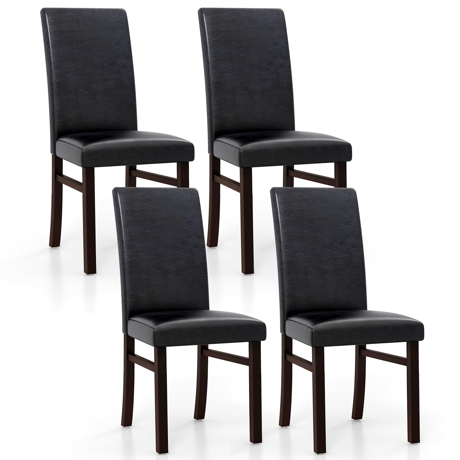 PU Leather Dining Chairs Set of 2/4, Armless High Back Dining Side Chairs with Cushion Seat