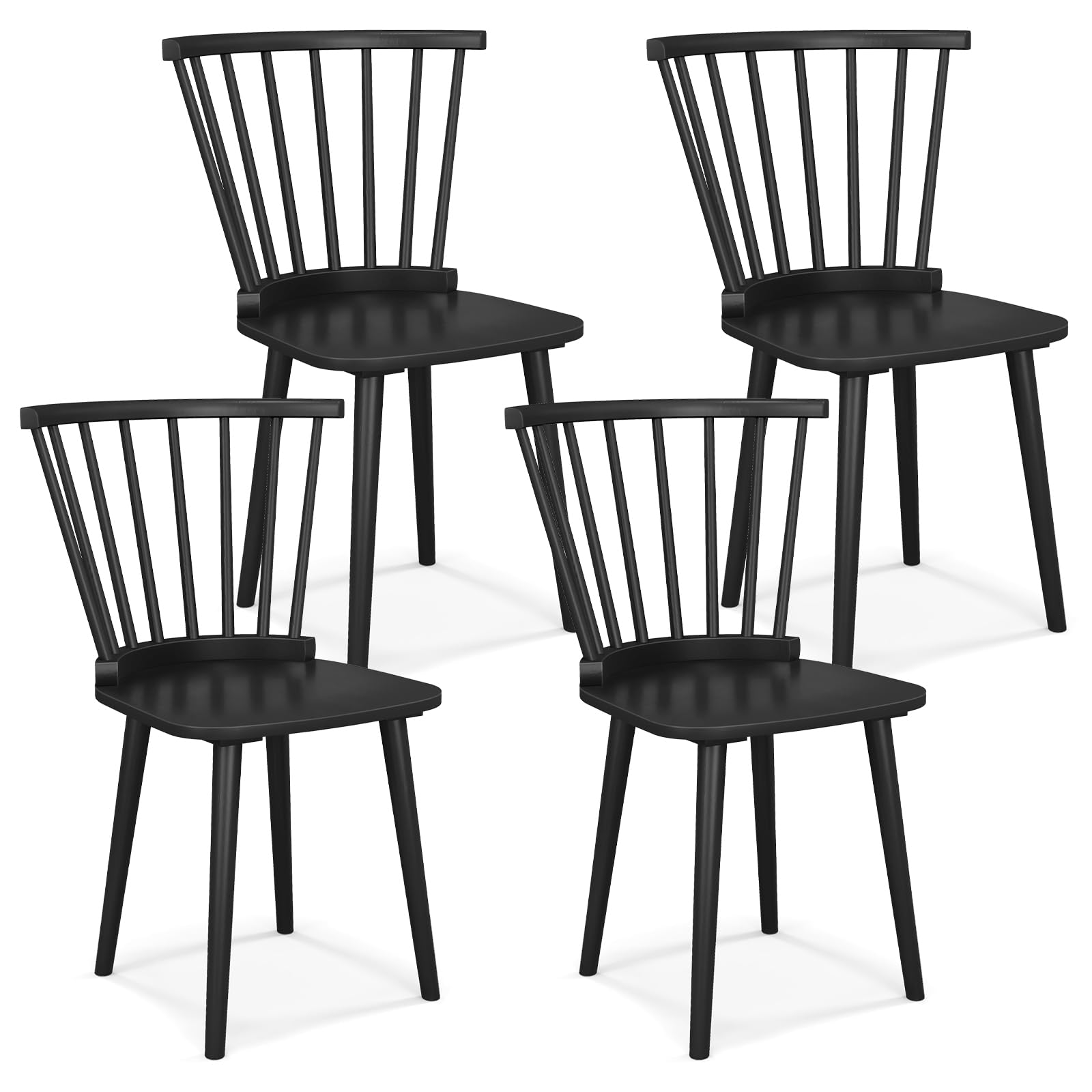 Wood Dining Chairs Set of 2/4, Windsor Dining Chairs with High Spindle Back