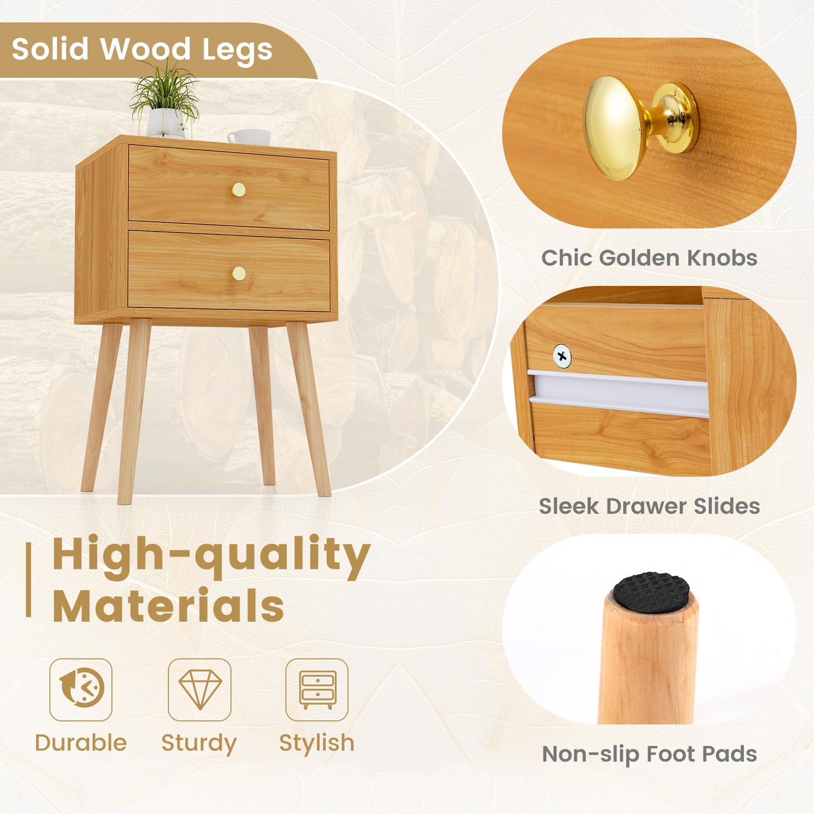 Nightstand with 2 Drawers（1/2）