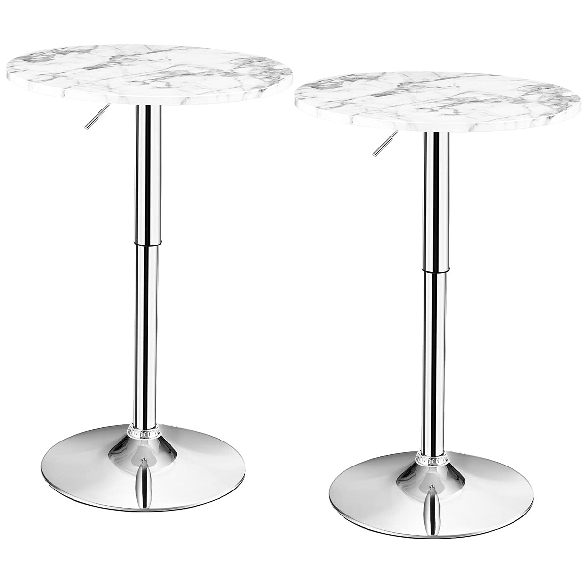 Round Pub Table Height Adjustable, 360&deg; Swivel Cocktail Pub Table with Sliver Leg and Base