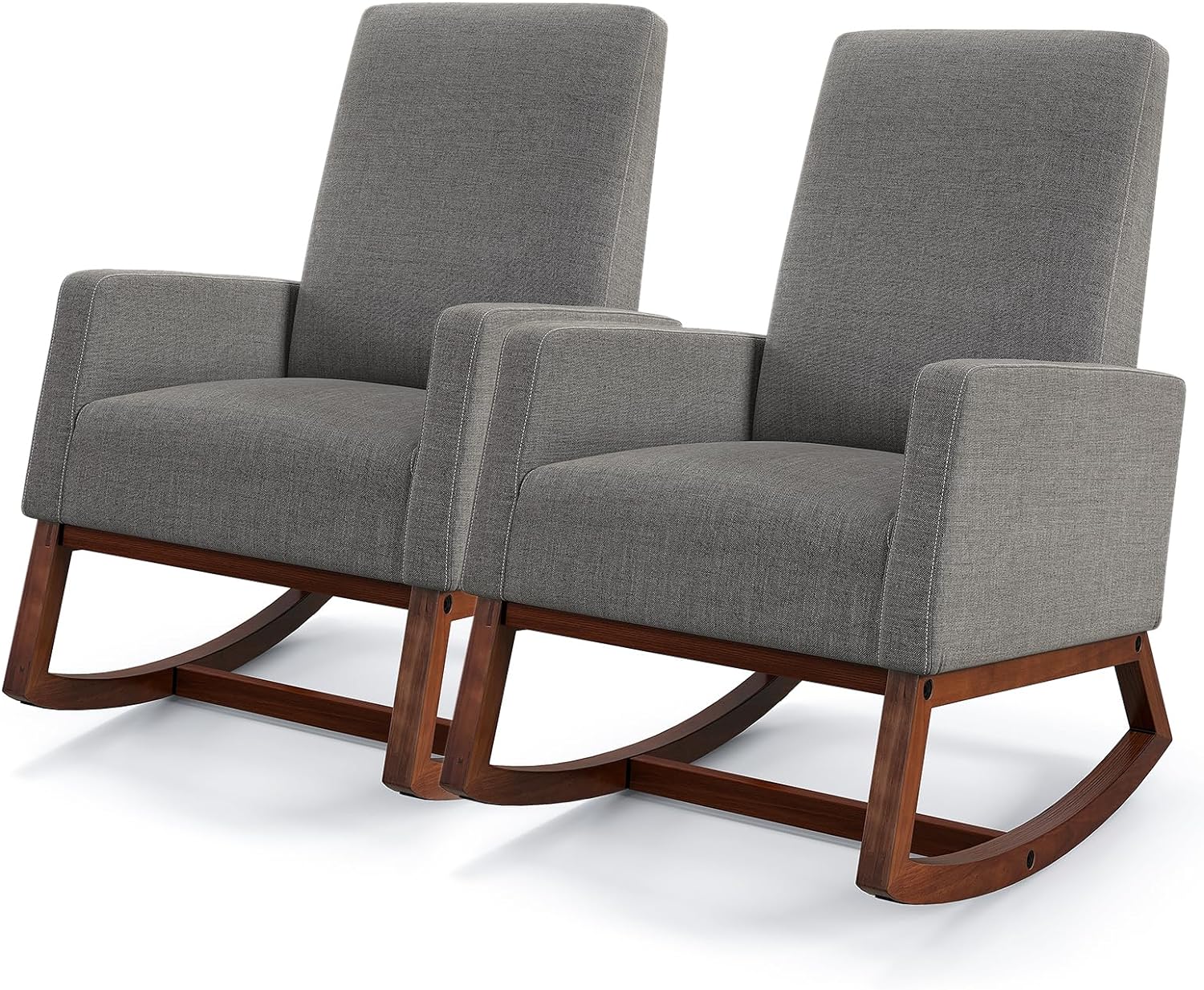 Rocking Chair, High Back Upholstered Lounge Armchair w/Side Pocket