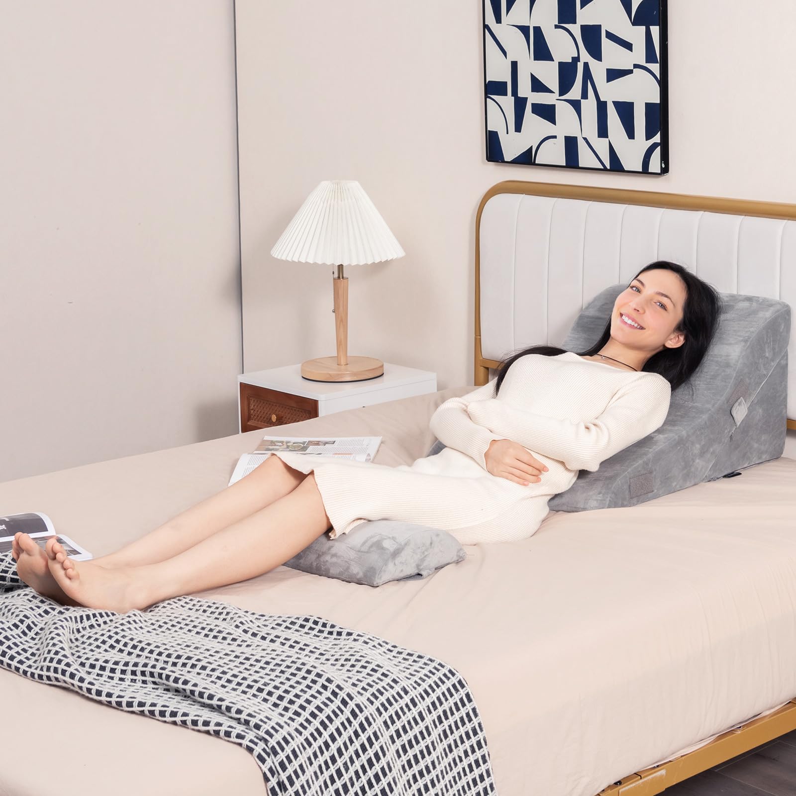 3PCS Orthopedic Bed Wedge Pillow Set, Adjustable Support Pillows for Back, Neck and Leg