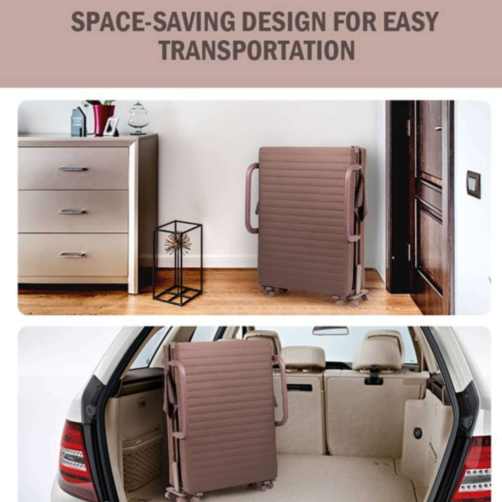 Portable Guest Bed with 6 Positions Adjustable Backrest & Side Storage Pocket