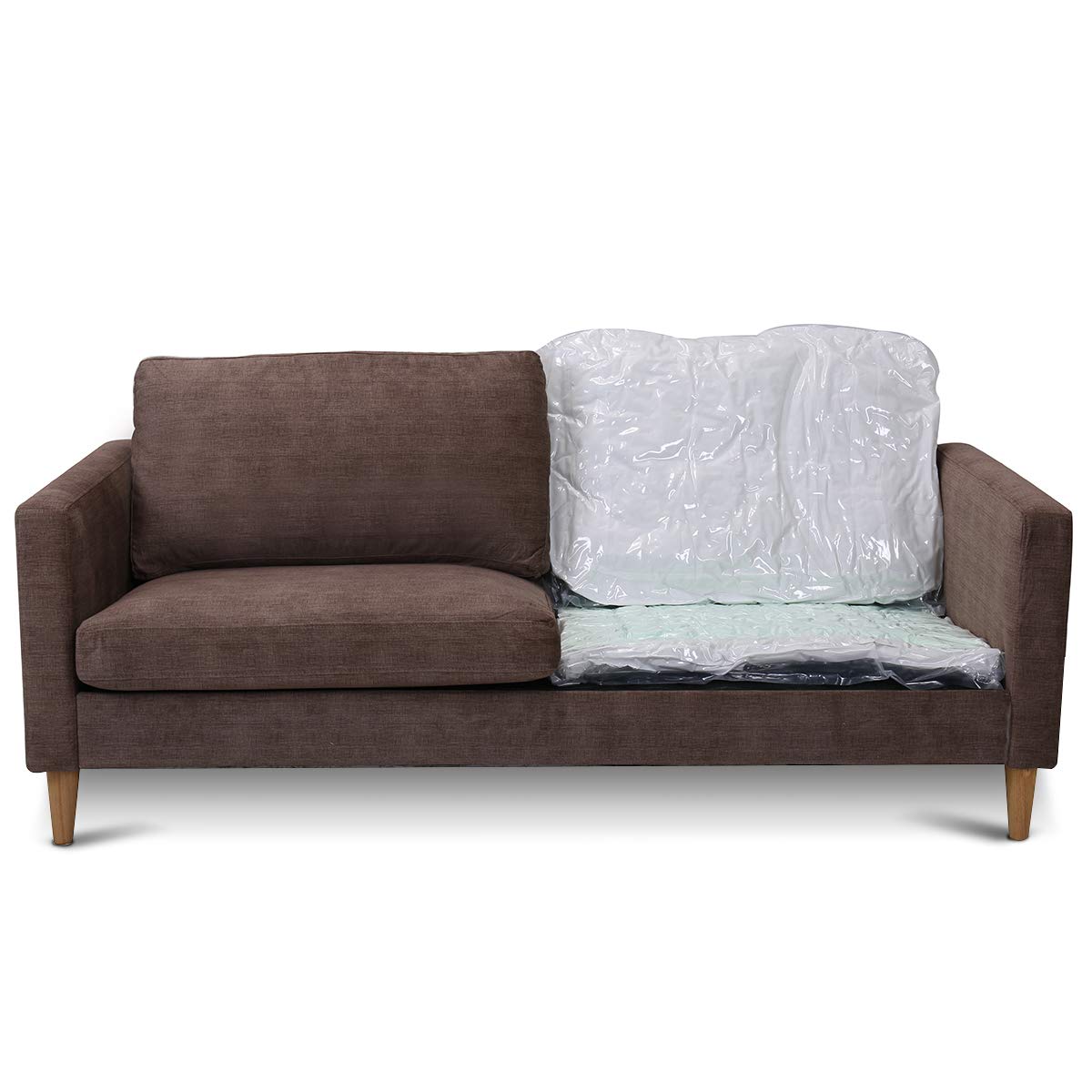 Modern Upholstered Fabric Accent Futon Sofa Bed w/Wood Leg and Armrest