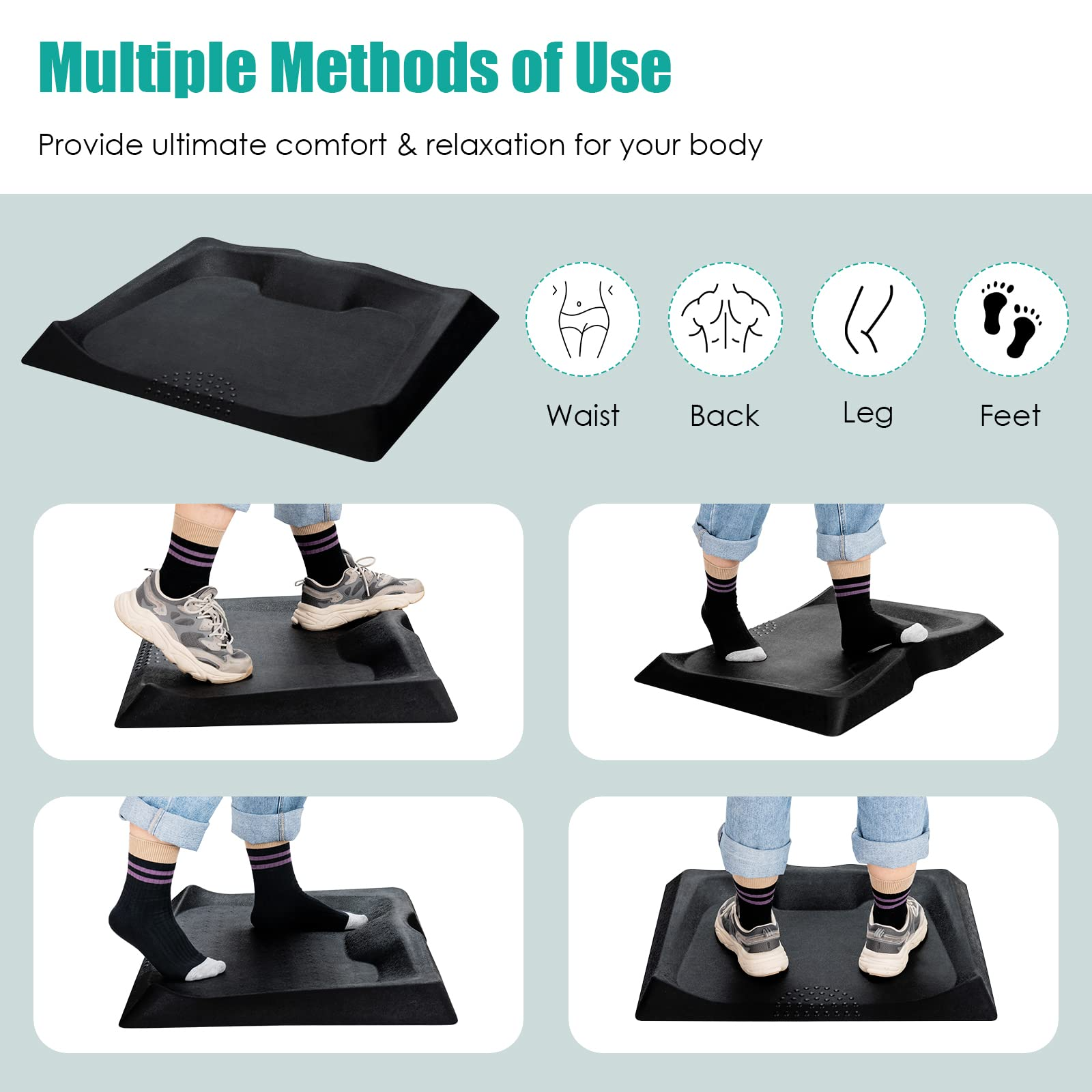 Standing Mat for Stand up Desk w/ Foot Massage Points Diverse Terrain & Beveled Edges