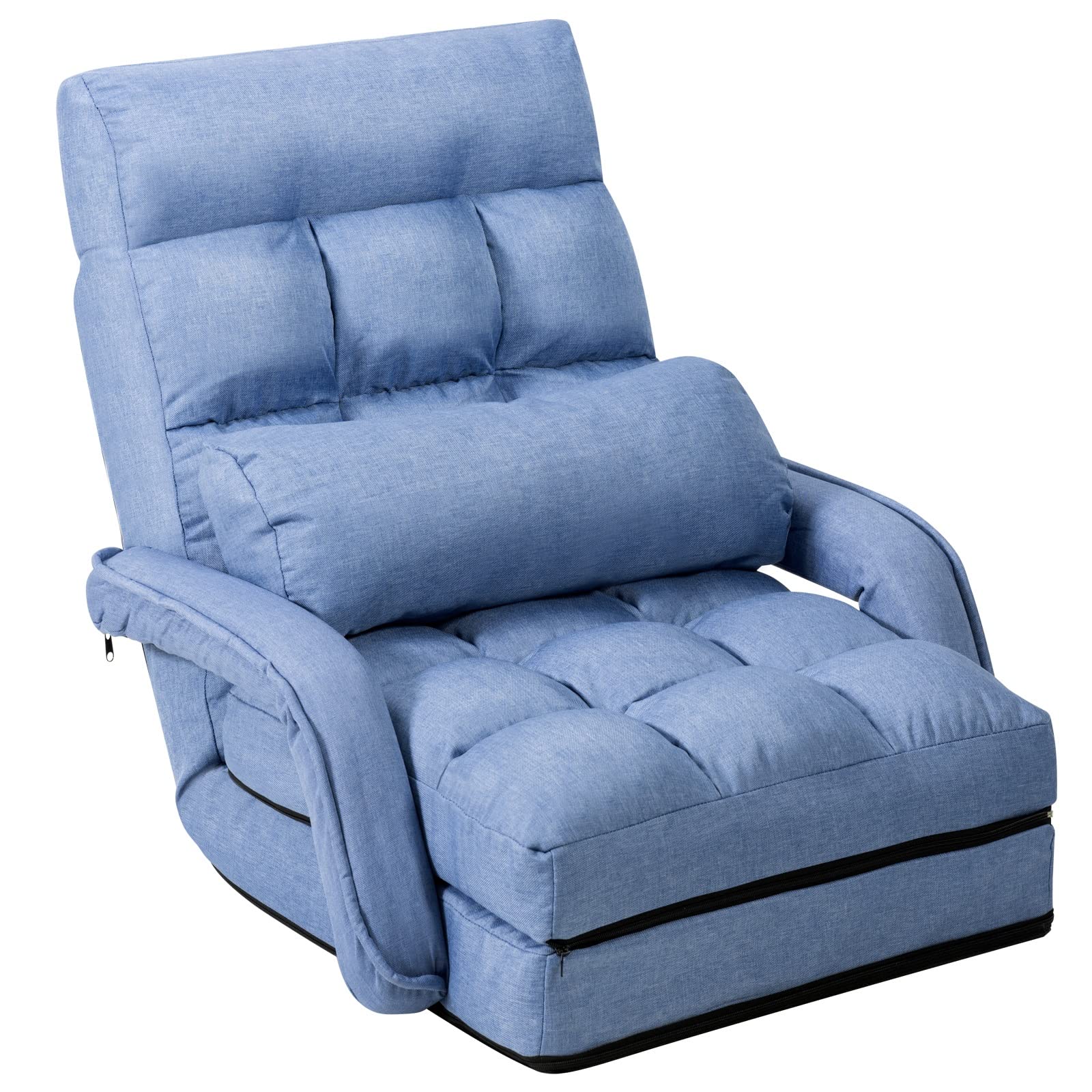 Adjustable Floor Chair, Folding Lazy Sofa Chair with 5 Positions, Detachable Seat Cushion