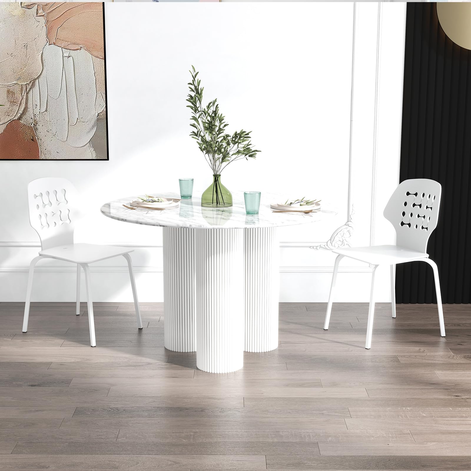 Modern Dining Chairs Set of 4, Modern Kitchen Chair with Hollowed Backrest