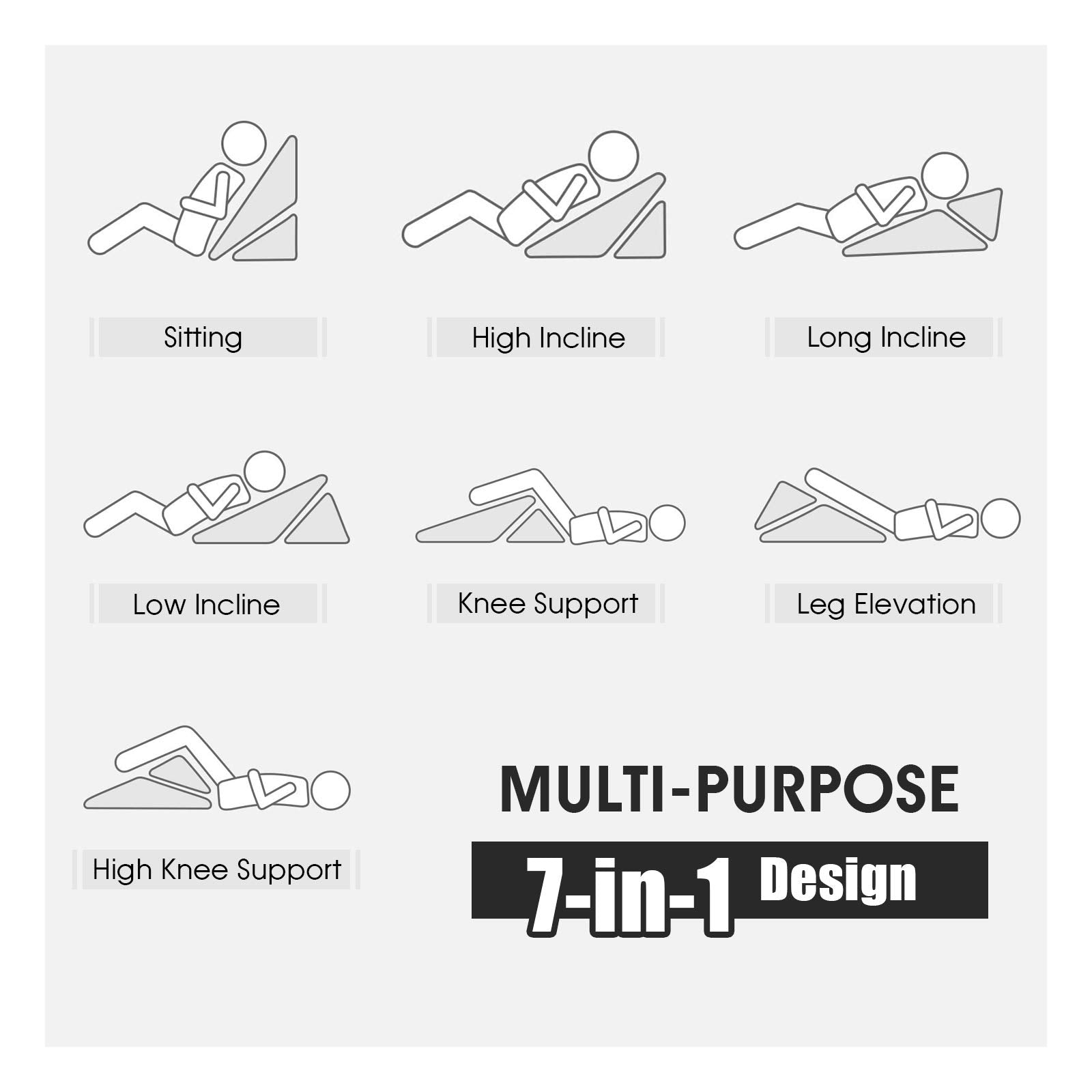 Bed Wedge Pillow, Adjustable Memory Foam Bed Support Pillow w/Removable Cover