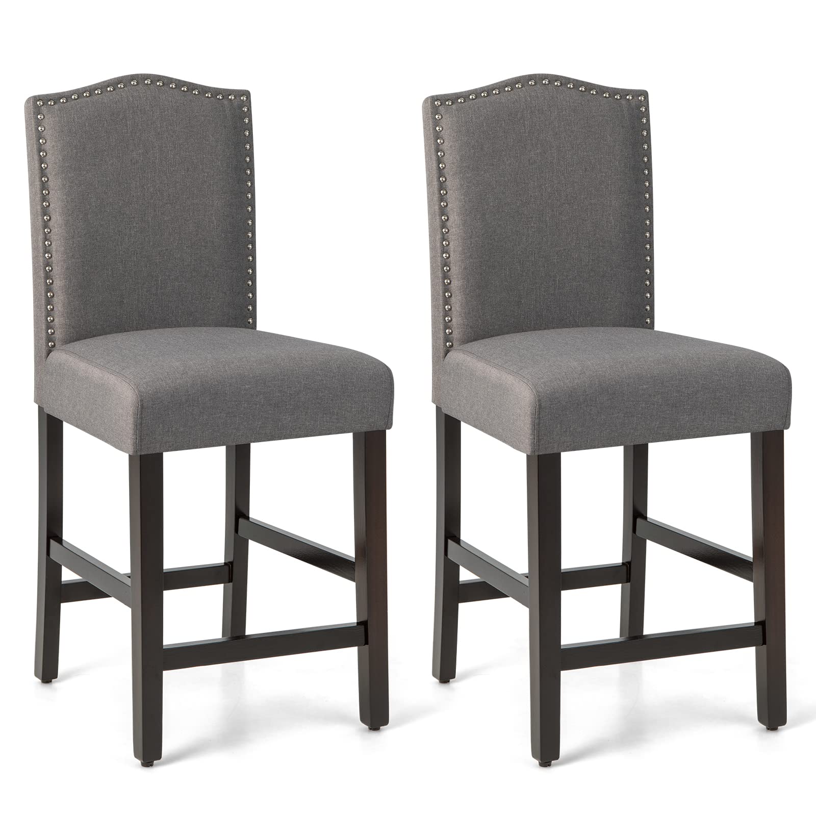 Bar Stools Set of 2/4, Counter Height Bar Dining Chairs with Rubber Wood Legs, Footrest