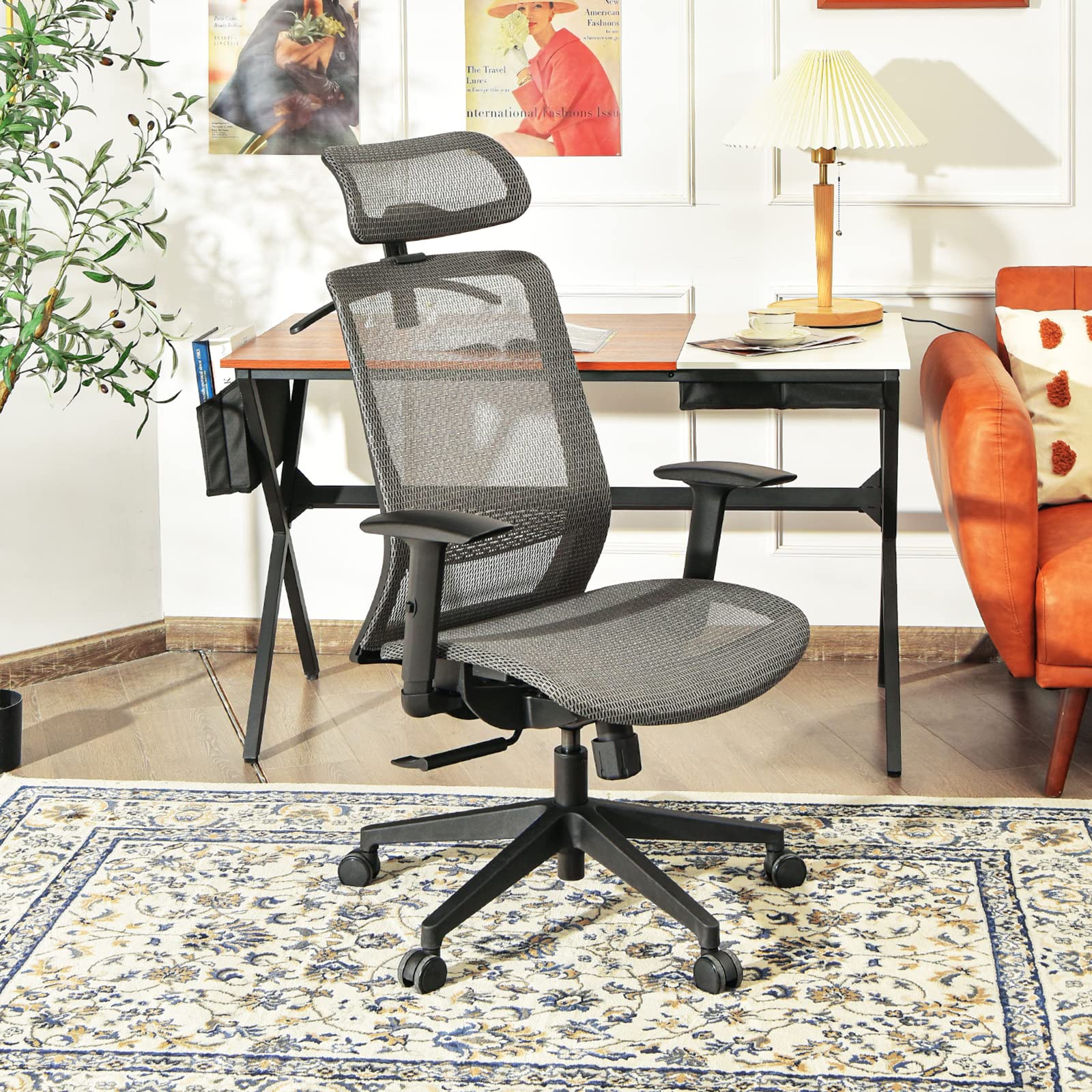 Ergonomic Office Chair, Mesh Desk Chair Back Support with Adjustable Headrest