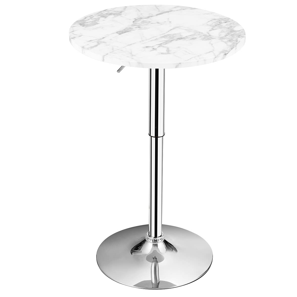 Round Pub Table Height Adjustable, 360&deg; Swivel Cocktail Pub Table with Sliver Leg and Base