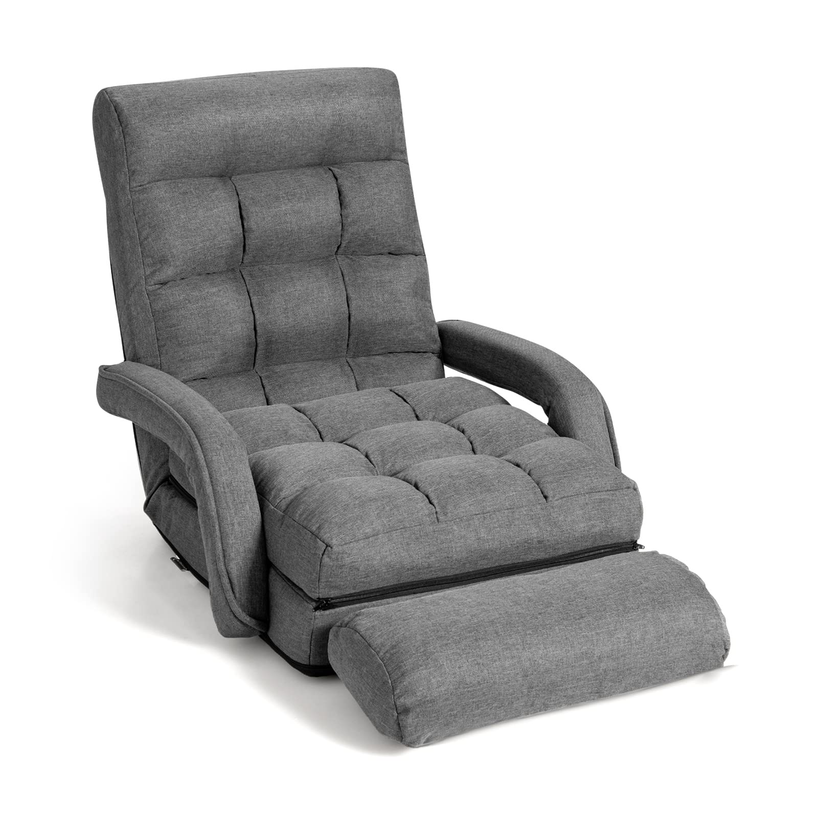 Adjustable Floor Chair, Folding Lazy Sofa Chair with 5 Positions, Detachable Seat Cushion