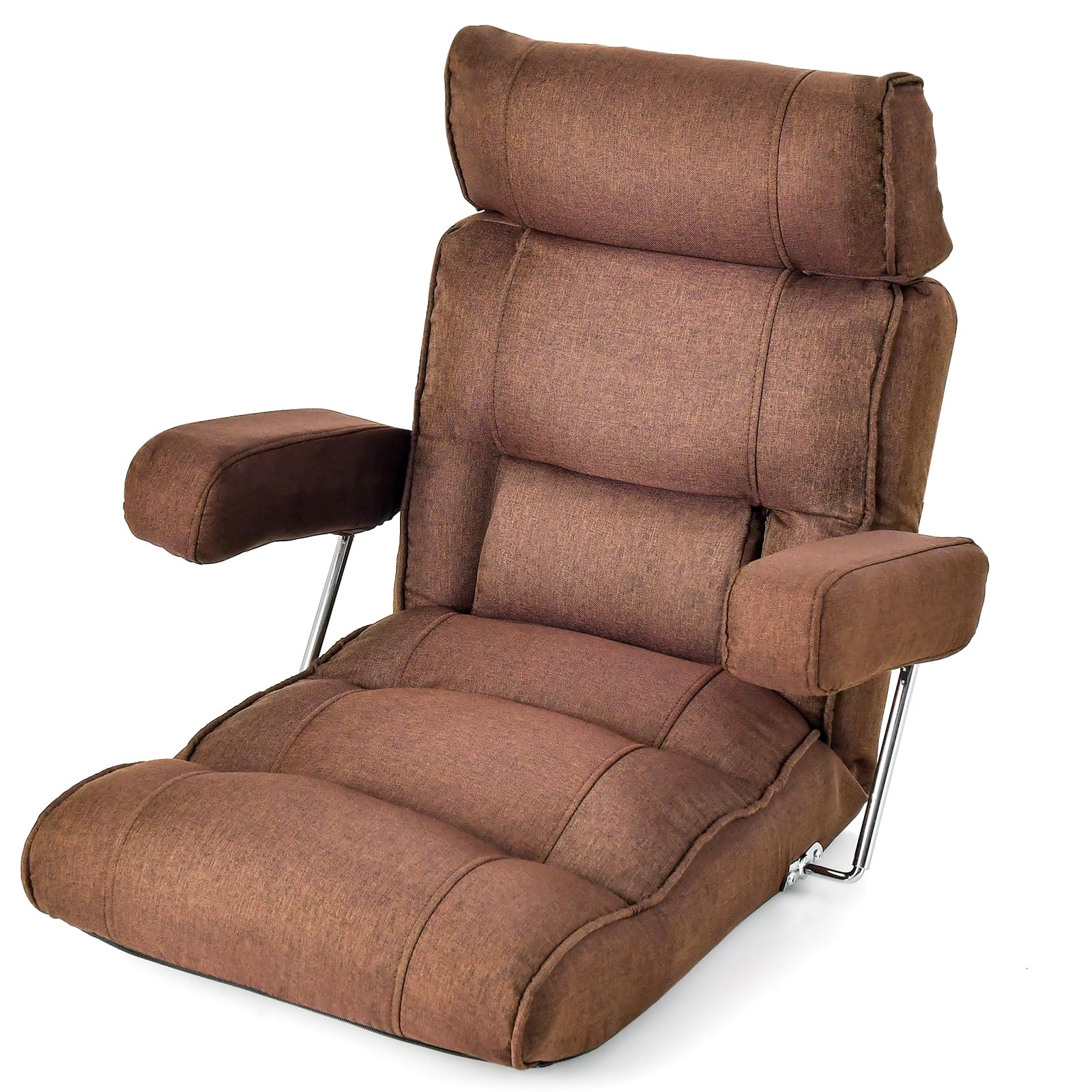 Adjustable Folding Floor Sofa Chair, Upholstered Indoor Chaise Lounge with 6-position