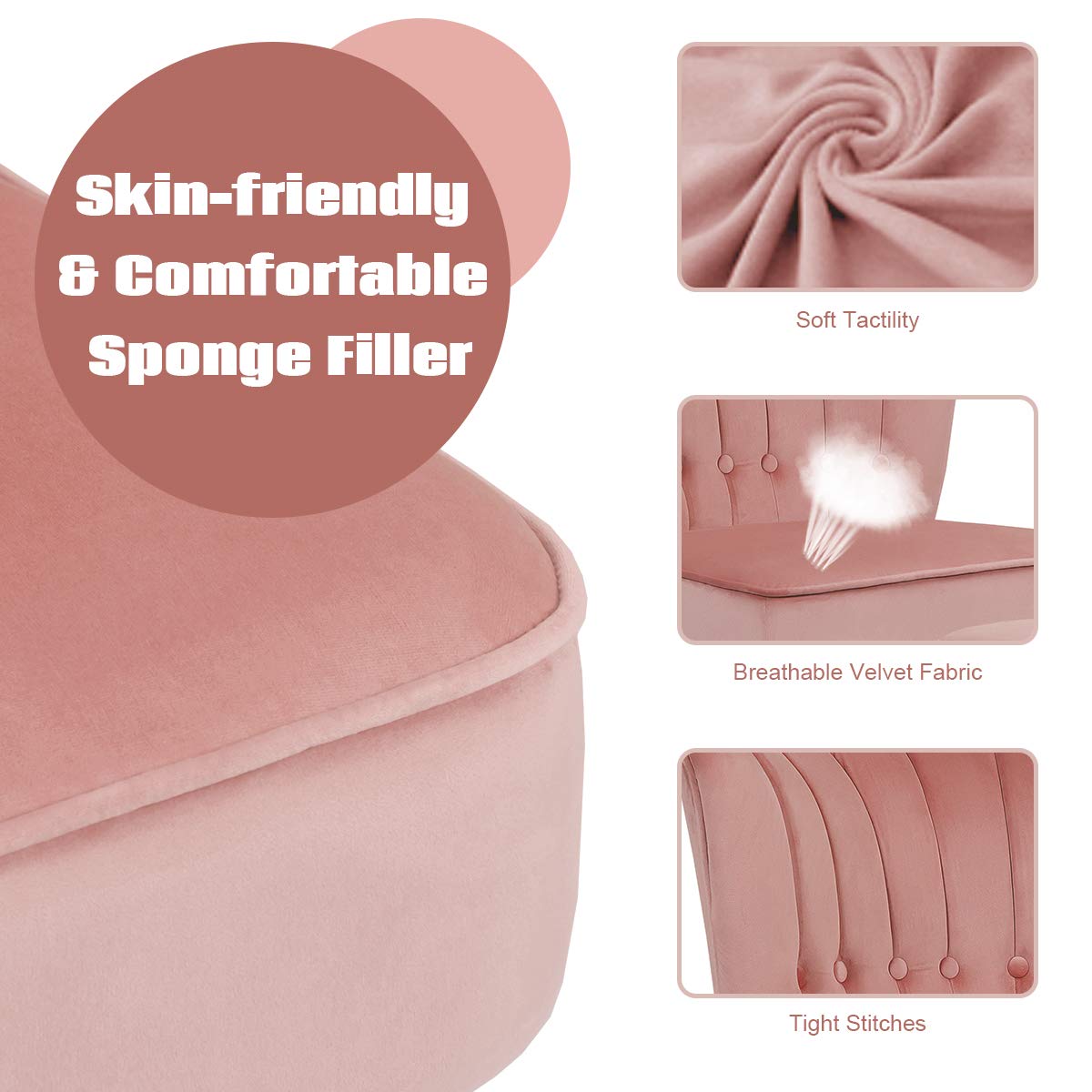 Modern Accent Chair Ottoman Set, Armless Slipper Sofa Chair with Footstool