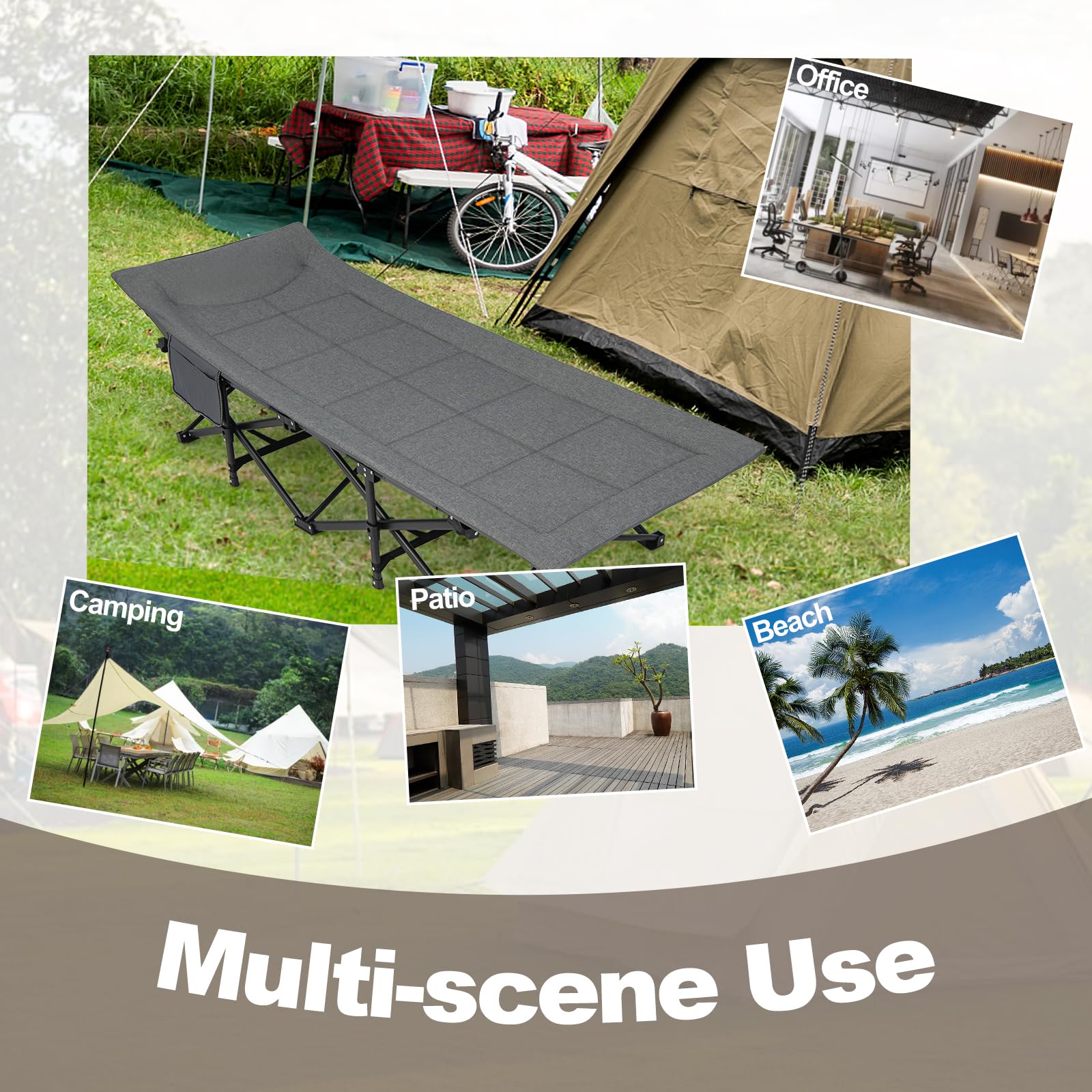 Camping Cot for Adults, Portable Folding Bed for Sleeping with Pad & Pillow Lightweight Tent Cot with Carry Bag